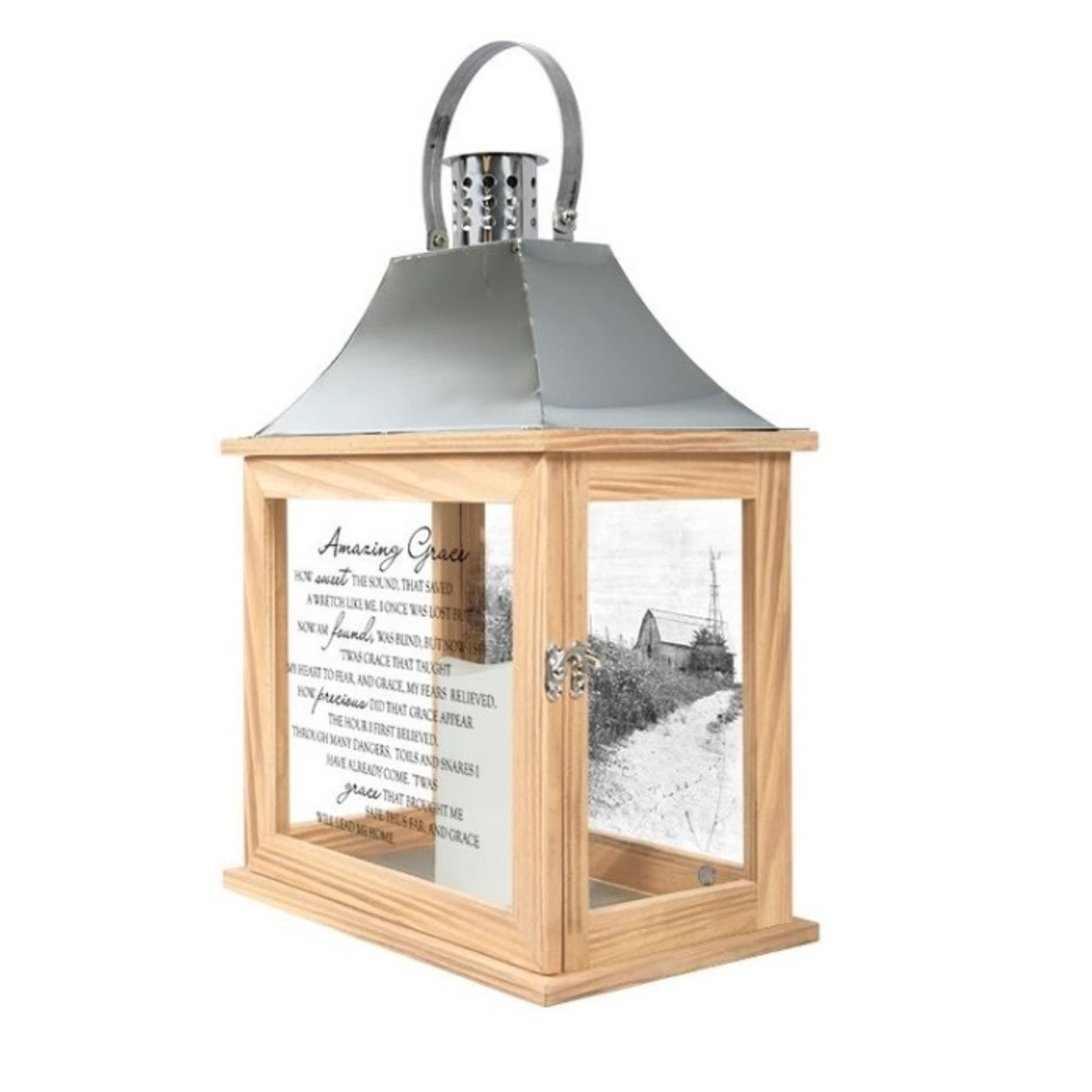 This decorative keepsake lantern reads &quot;Amazing Grace how sweet the sound that