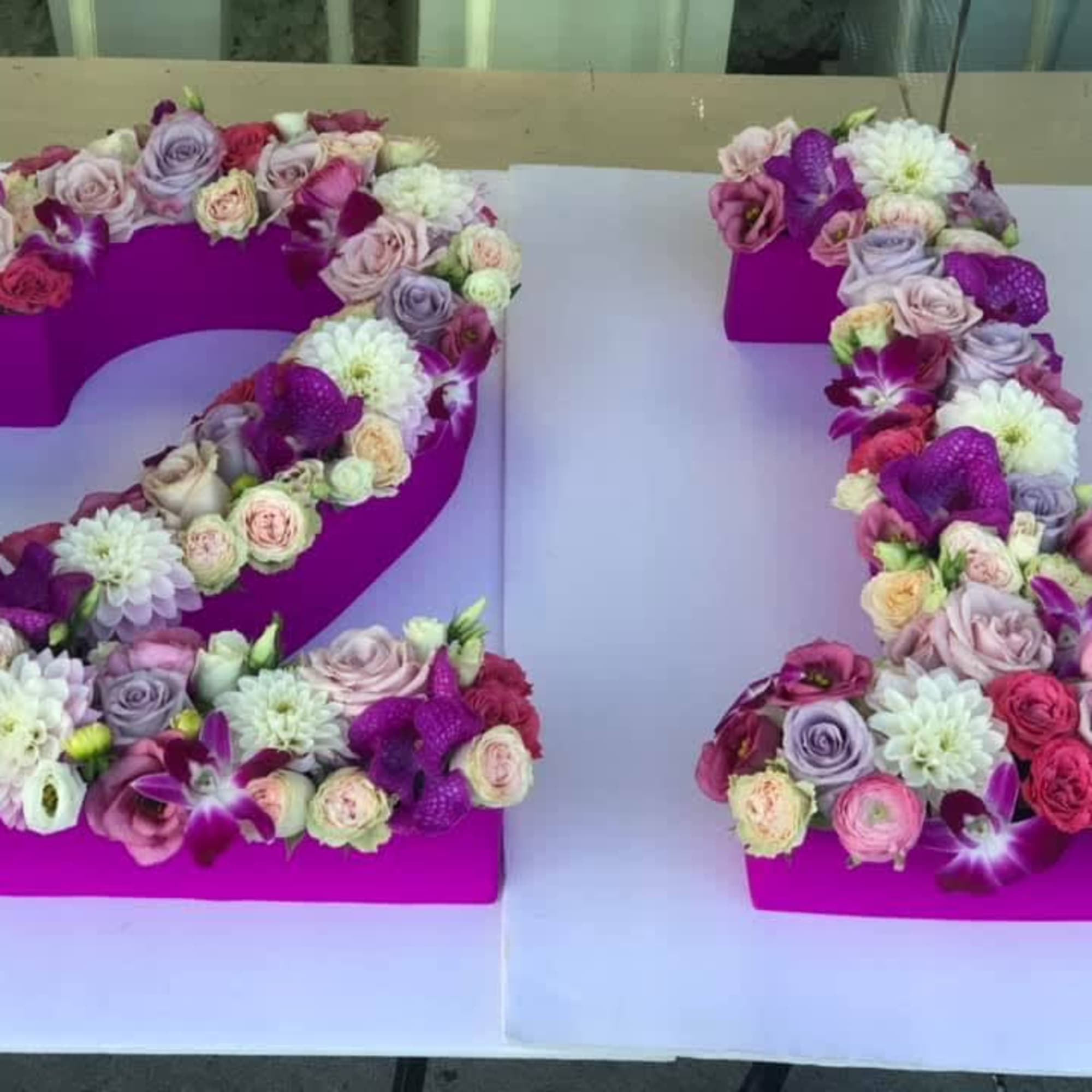 24'' custom designed numbers filled with beautiful flowers 