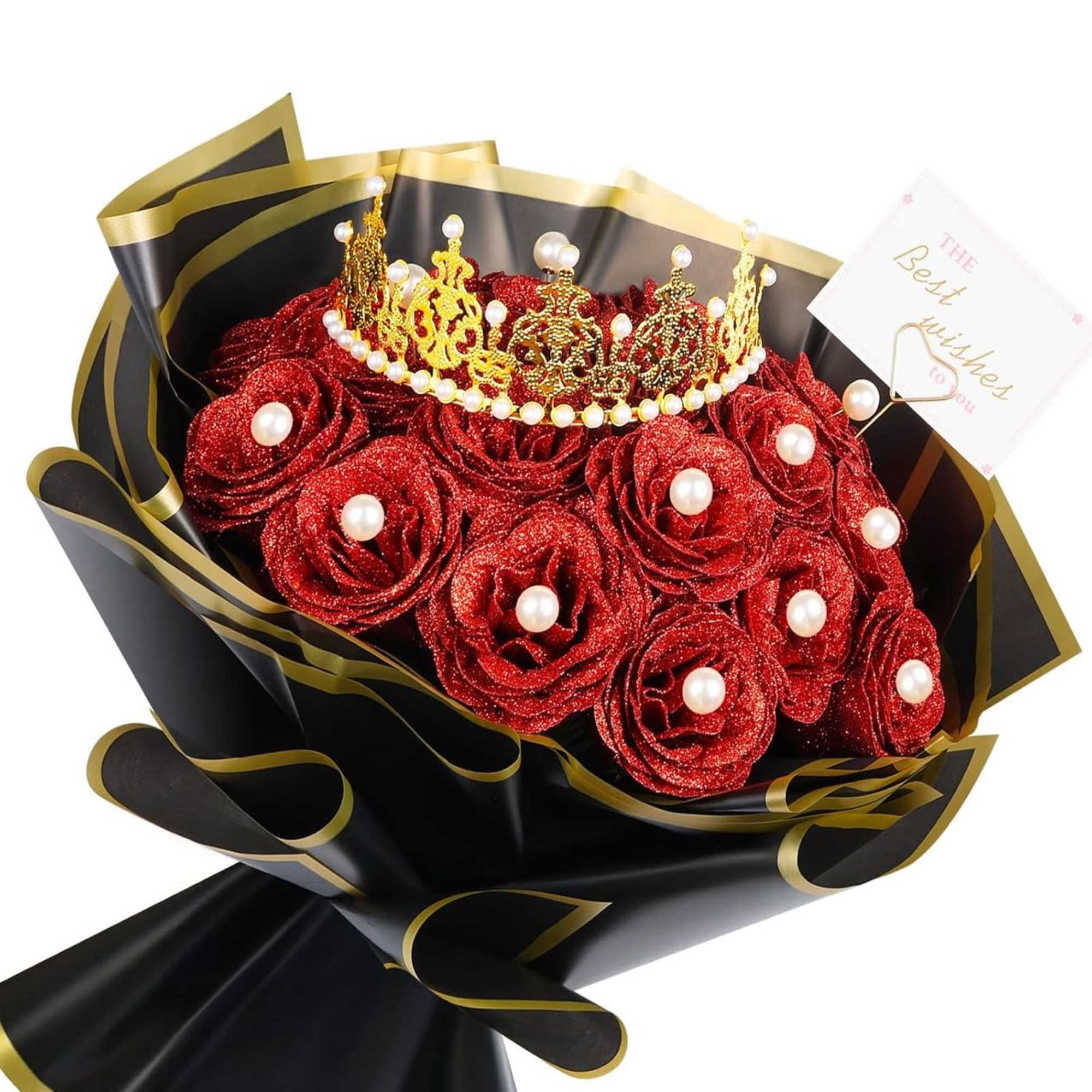 BUCHONES ELABORADOS CON ROSAS ARTIFICIALES ESCARCHADAS 