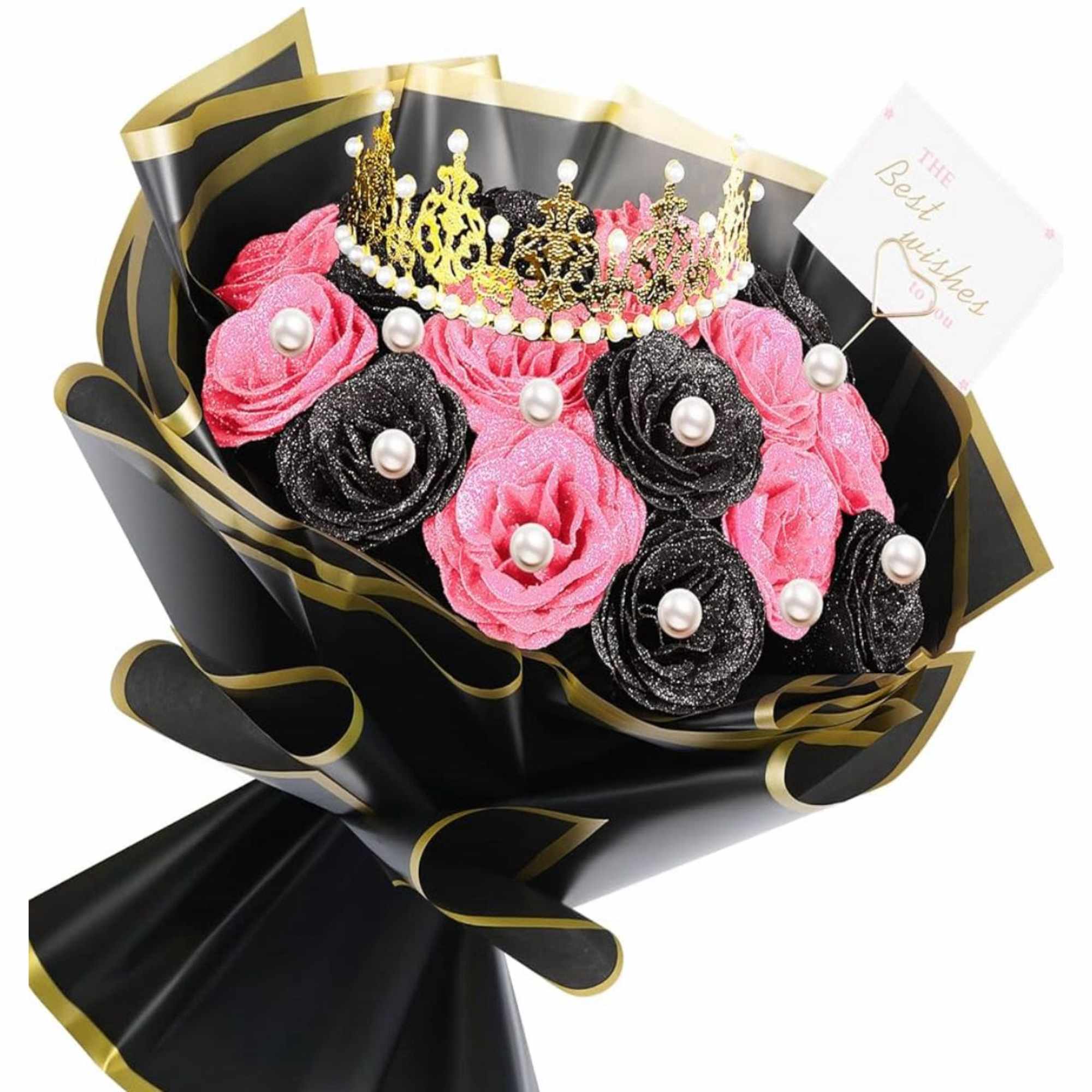 BUCHONES ELABORADOS CON ROSAS ARTIFICIALES ESCARCHADAS 