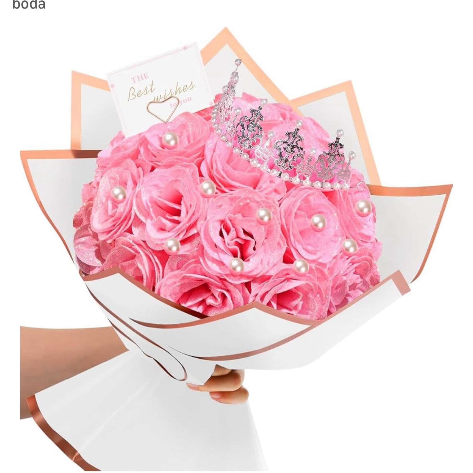 BUCHONES ELABORADOS CON ROSAS ARTIFICIALES ESCARCHADAS 