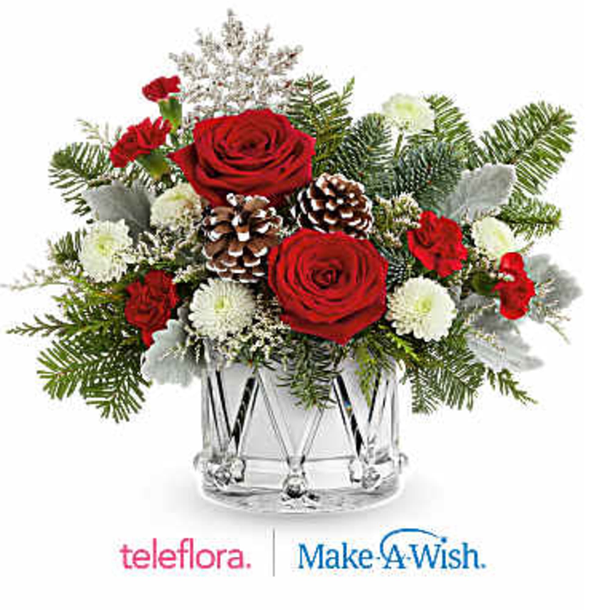 Teleflora&#039;s Little Drummer Joy Bouquet marches in the holiday cheer with red