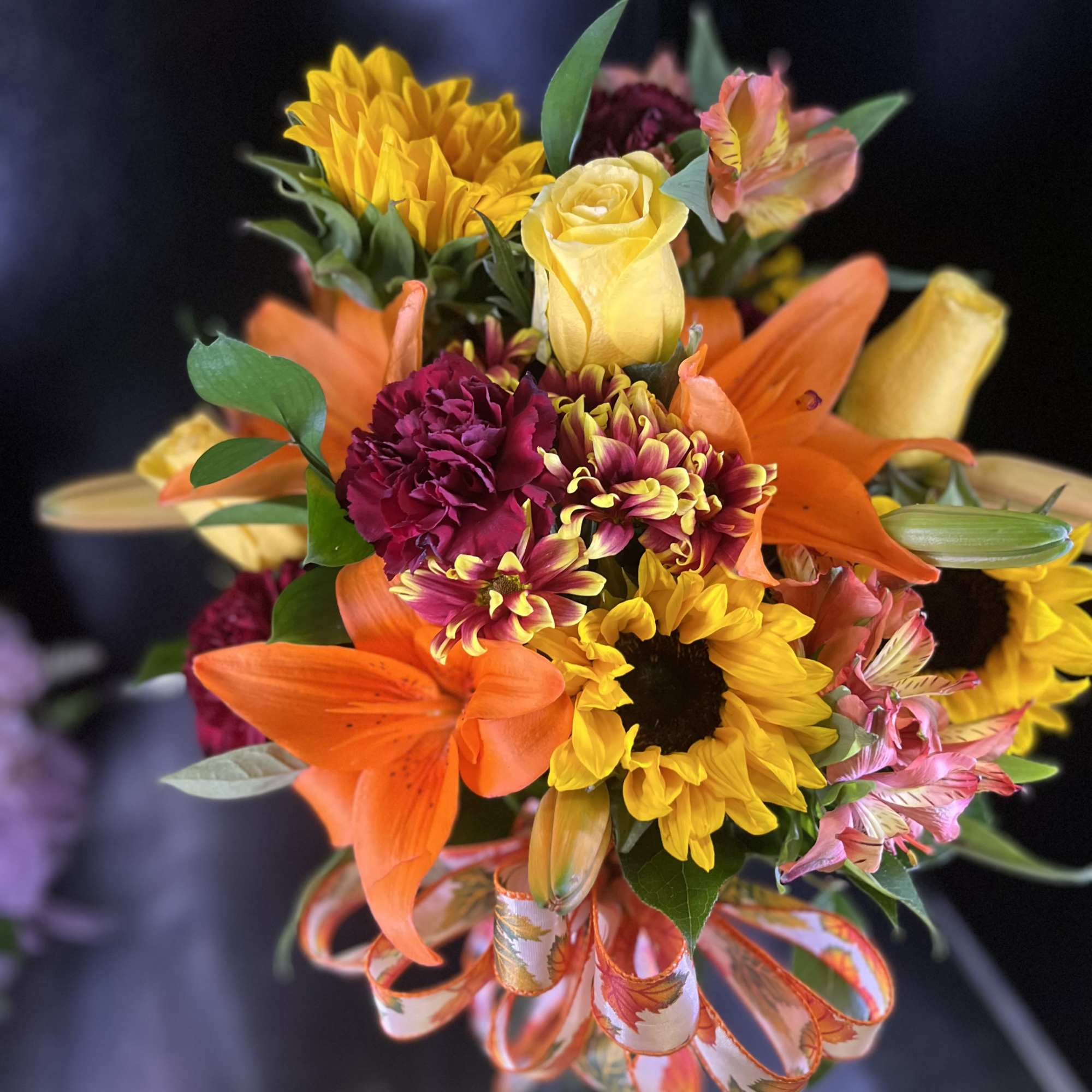 fresh fall flowers in vase