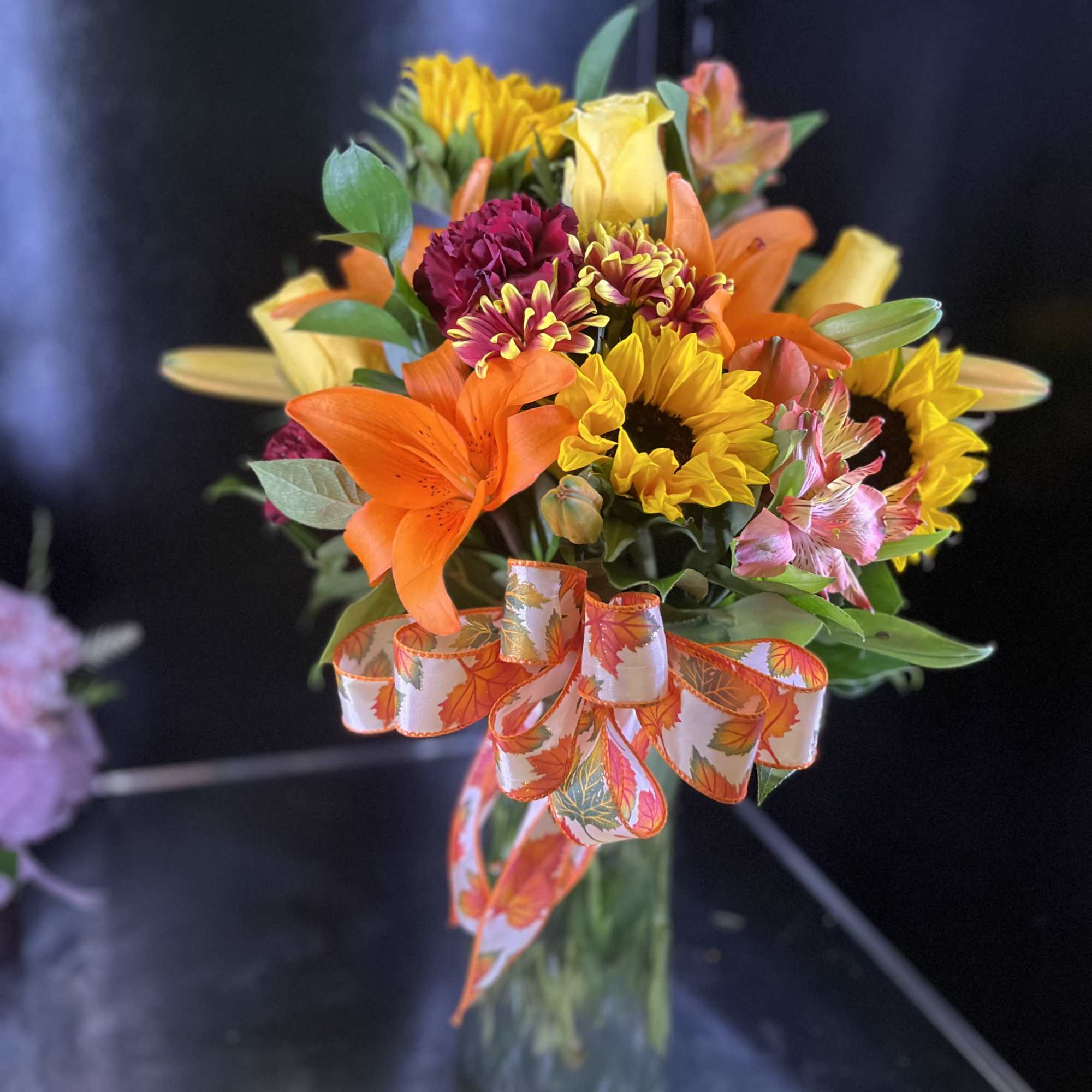 fresh fall flowers in vase