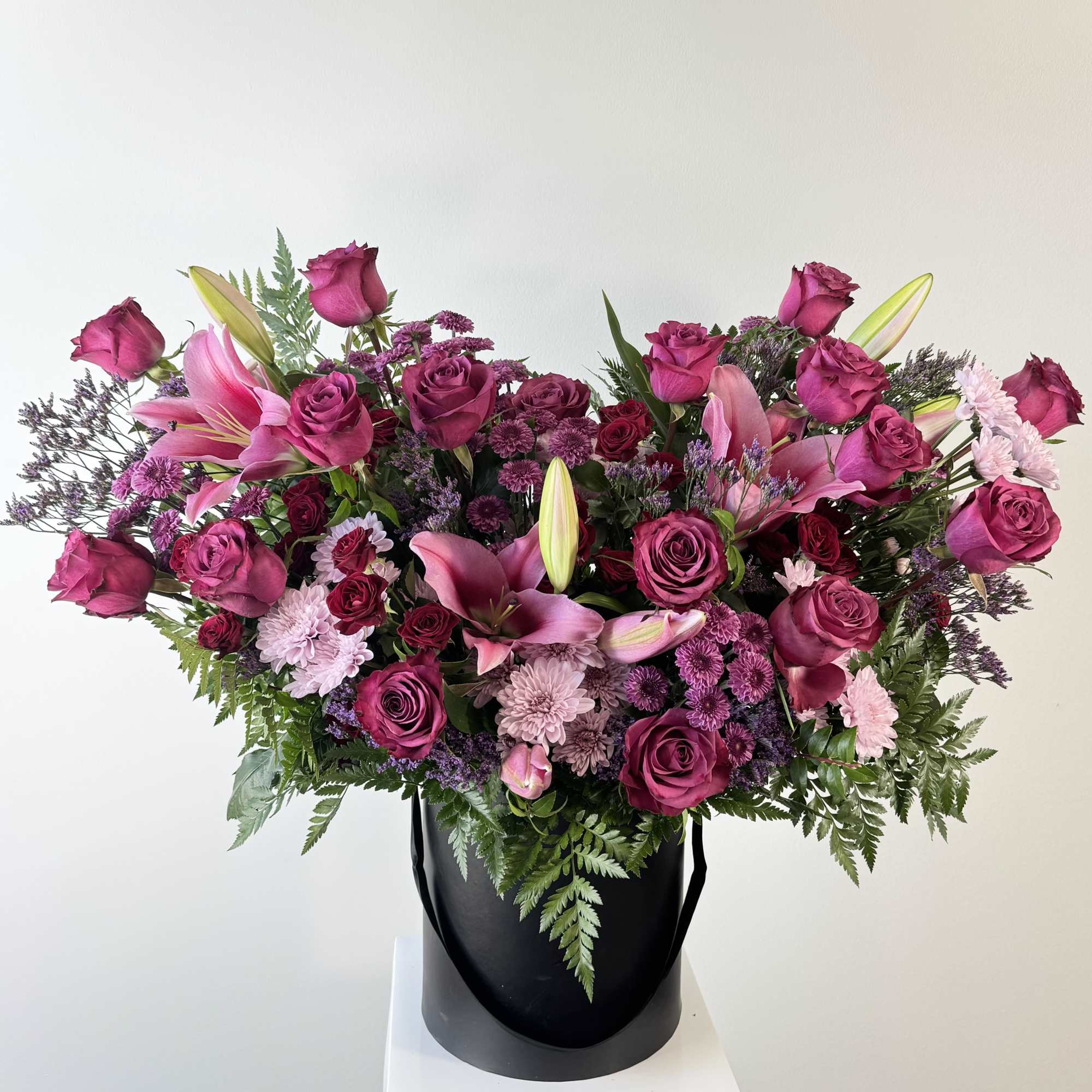 Power of Love Flower Arrangement &ndash; Luxe Pink Lily &amp; Purple Rose