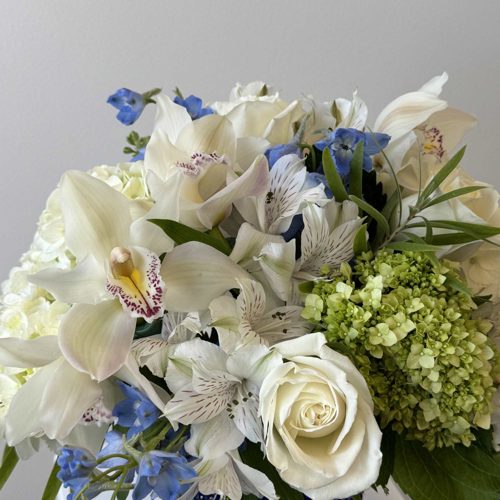 Royal in Blue Flower Arrangement &ndash; An Elegant Blue Delphinium &amp; White