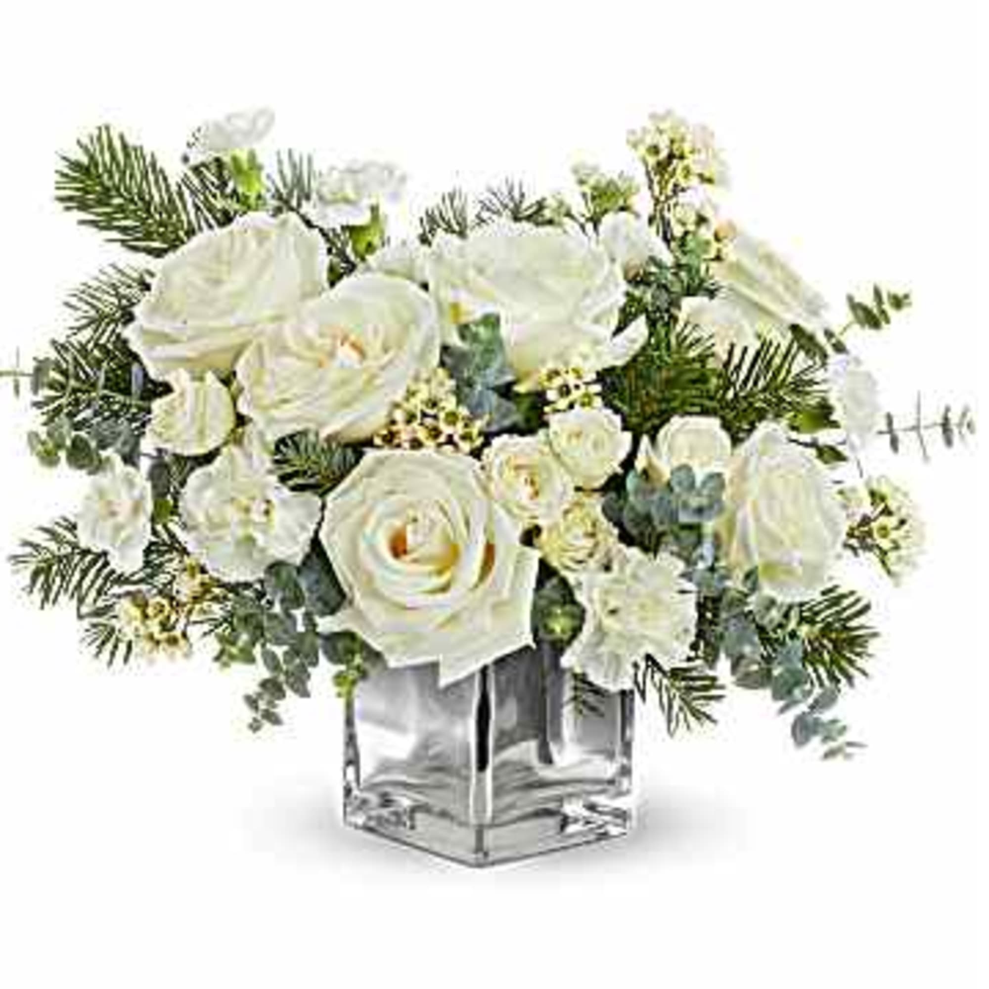 Teleflora&#039;s Arctic Blooms Bouquet captures winter&#039;s serene beauty with snowy white roses