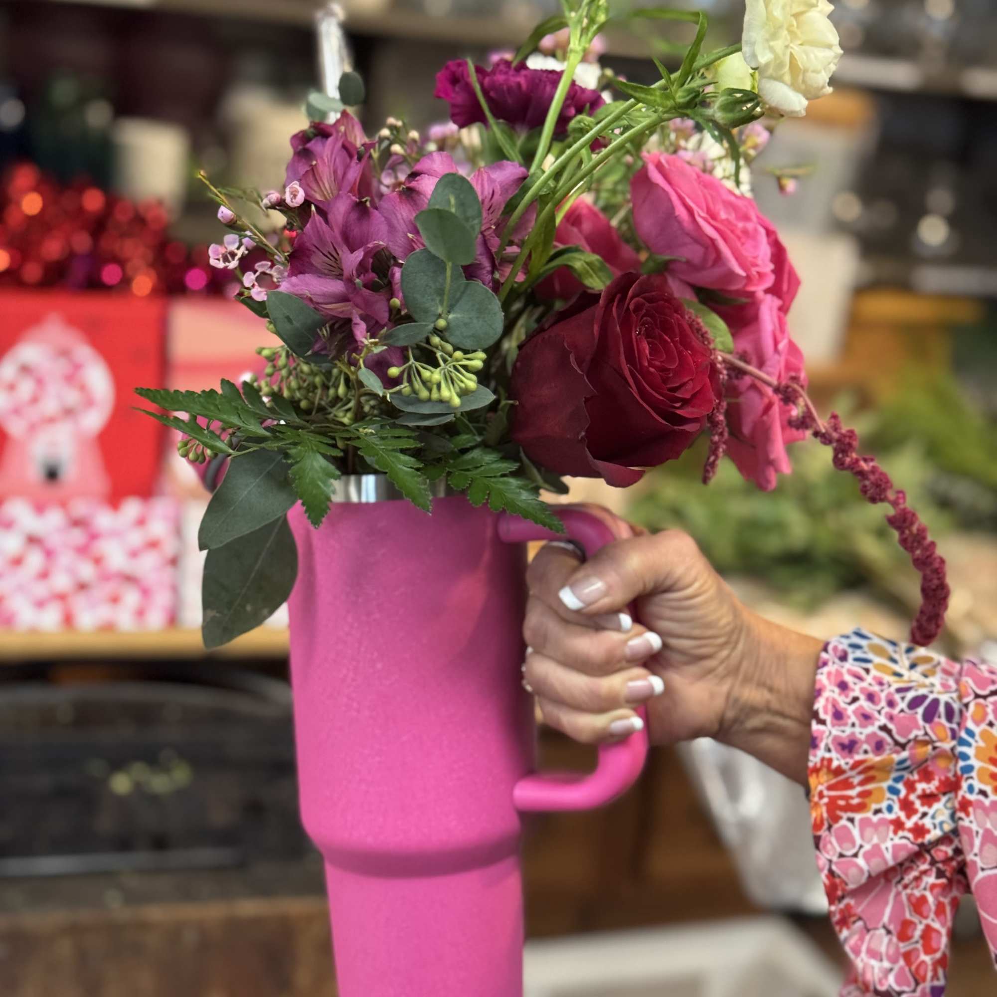 Two gifts in one!  40 oz. thermo mug filled with beautiful