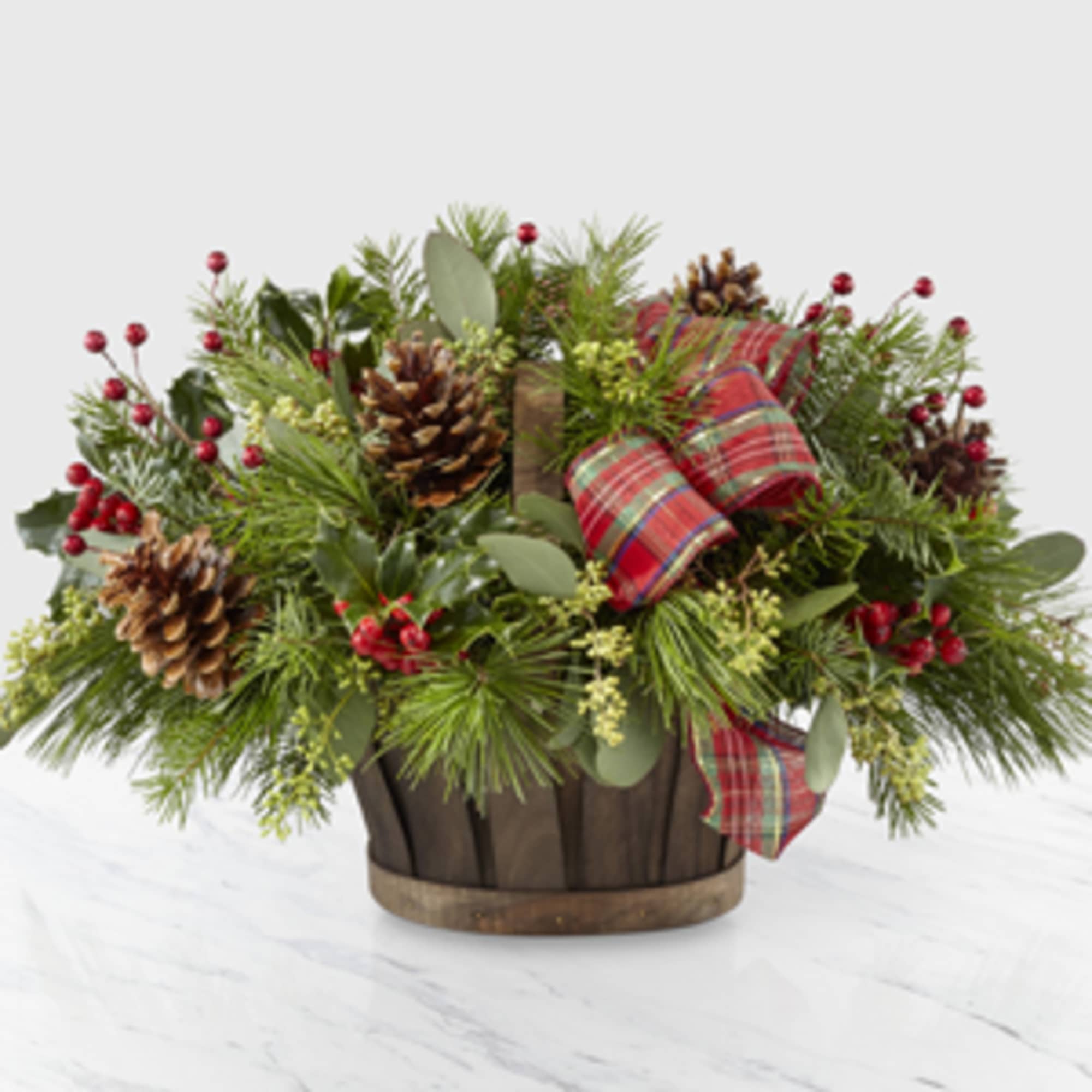 This rustic basket filled with natural holiday cheer will make spirits bright