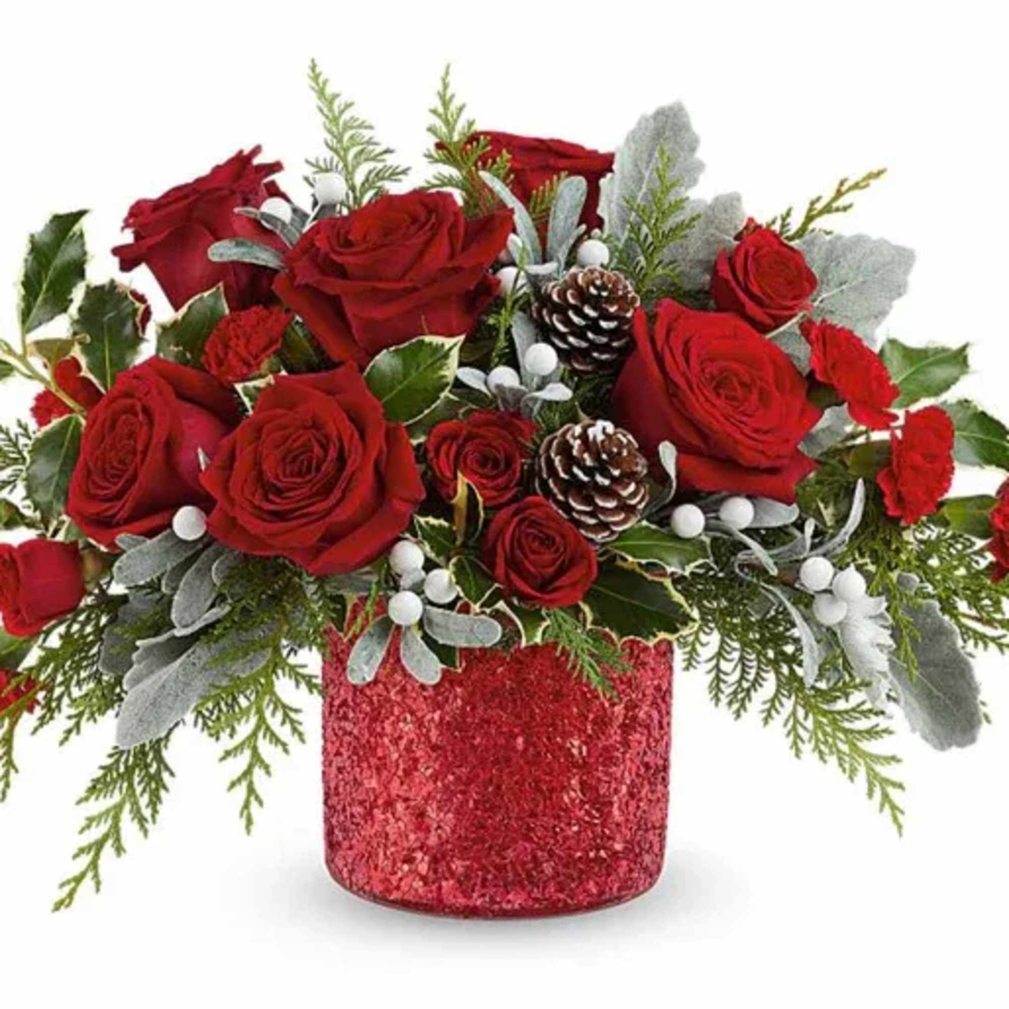 Make your holiday wish with the Magical Wish bouquet. Adorned with shimmering