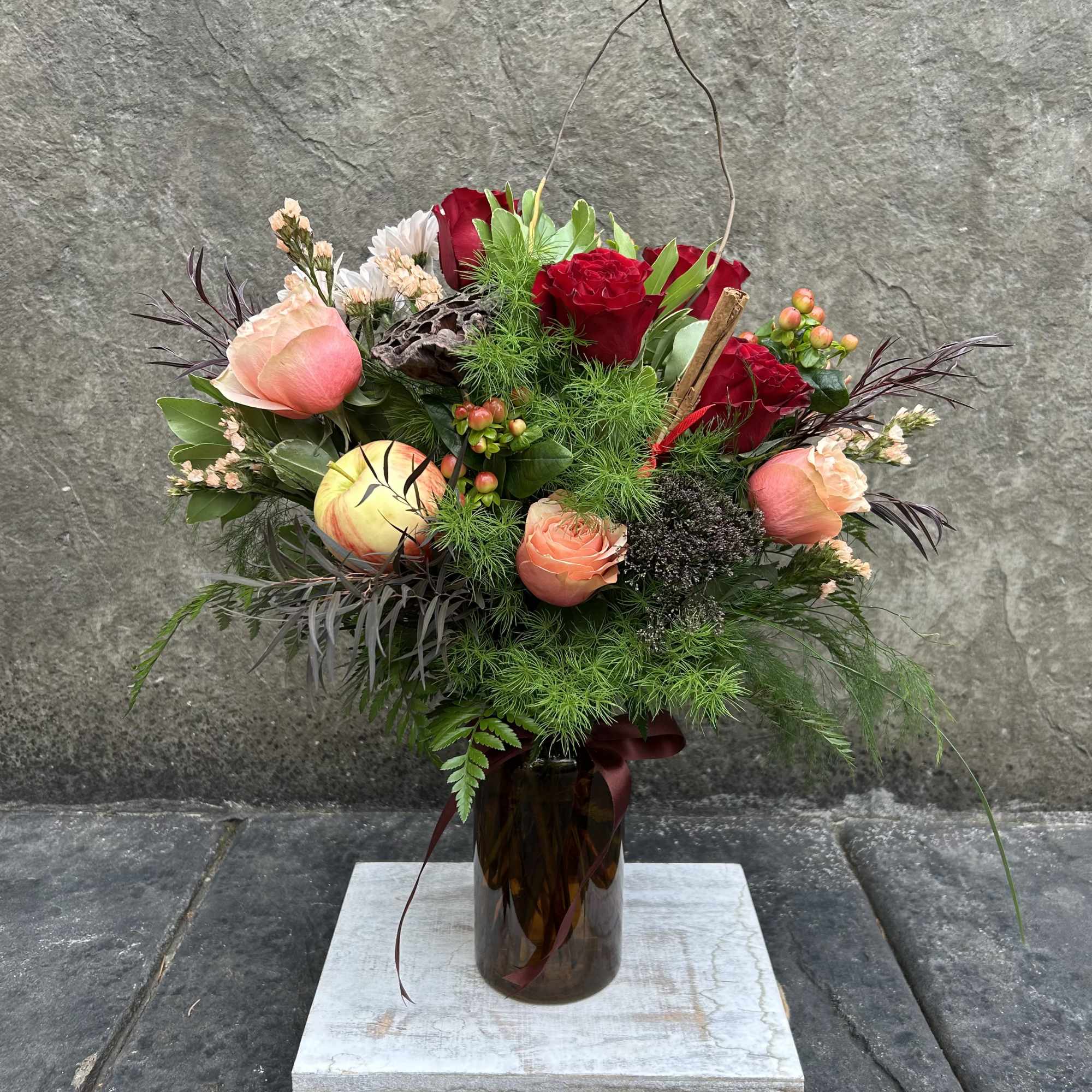 Welcome the cold crispy air with our warm apple cider! Red hearts