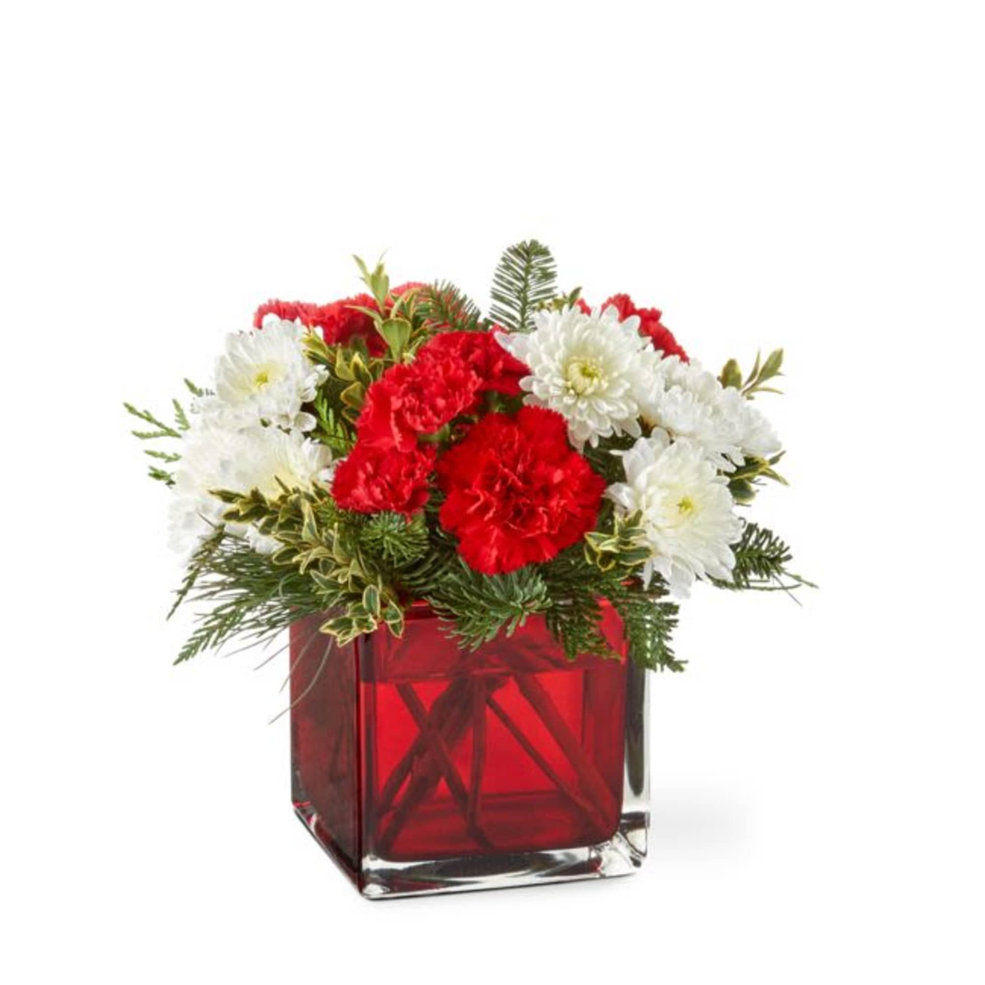 An aromatic experience, this delightful bouquet includes assorted fresh pine and greens