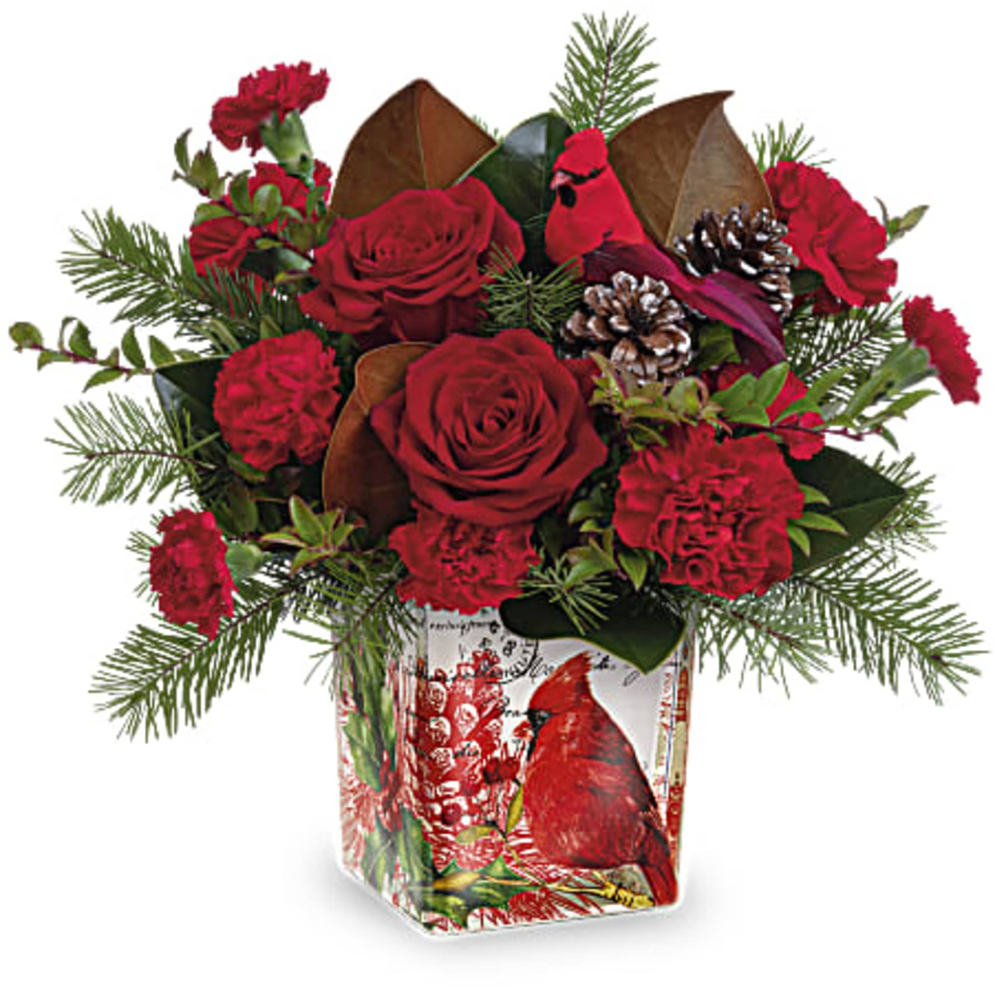 Deck the halls with timeless holiday style! This joyful bouquet of rich