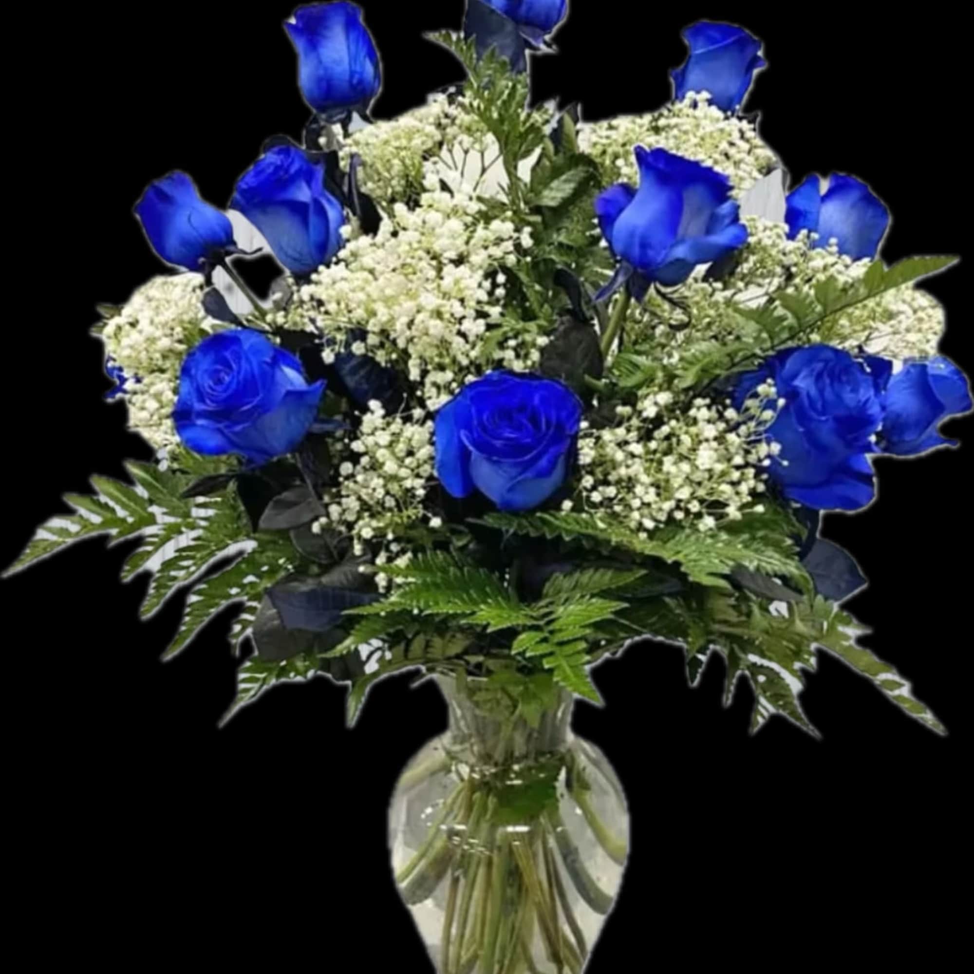 Blue tinted roses for any occasion . Standard 12, deluxe 18 and