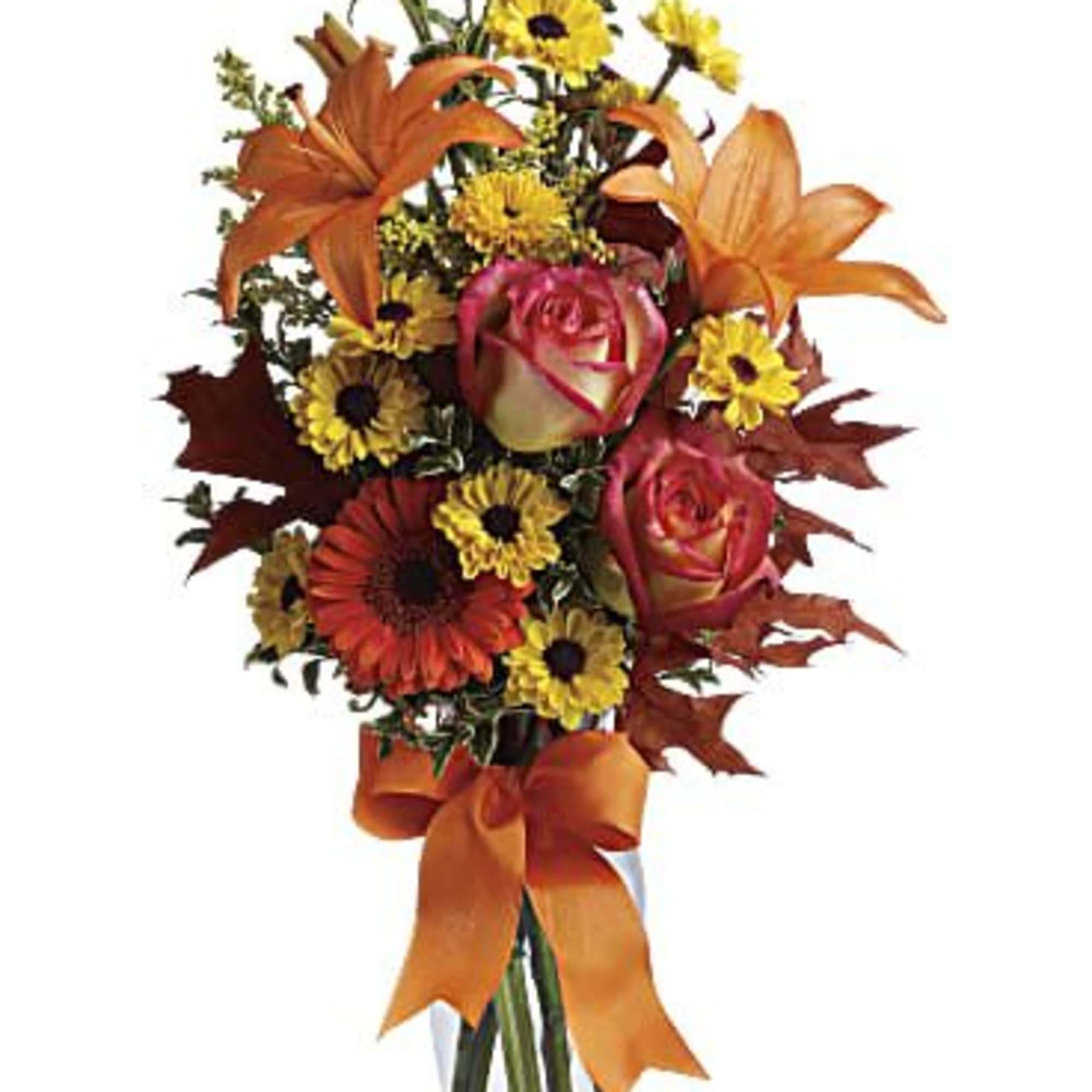 A burst of beauteous blooms in autumn shades of orange and yellow