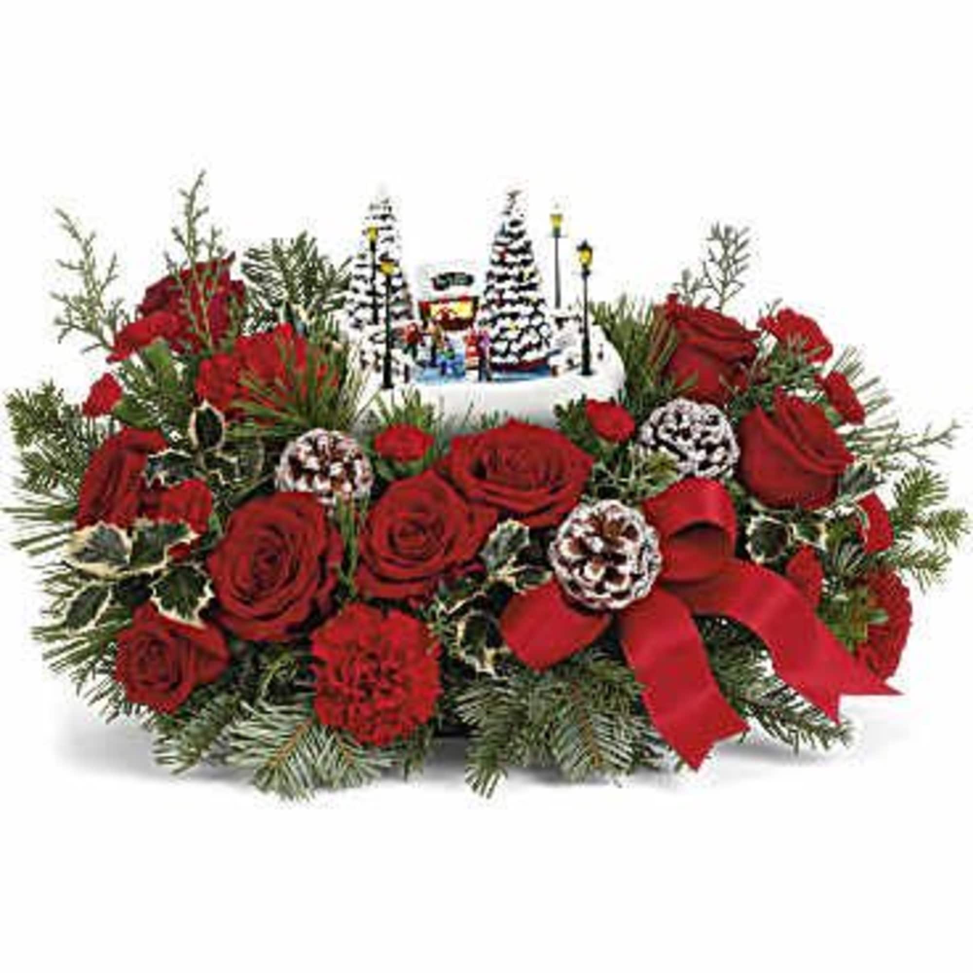 Celebrate the holidays with Thomas Kinkade&#039;s Oh What Fun arrangement. It includes