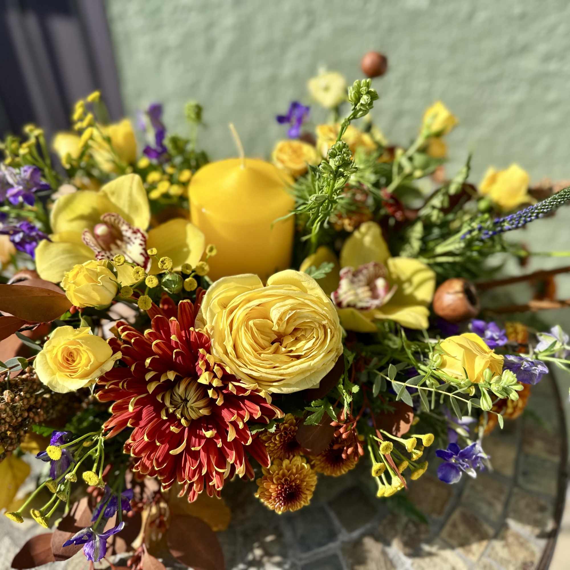 Embrace the abundant spirit of the season with our radiant &quot;Golden&quot; centerpiece.