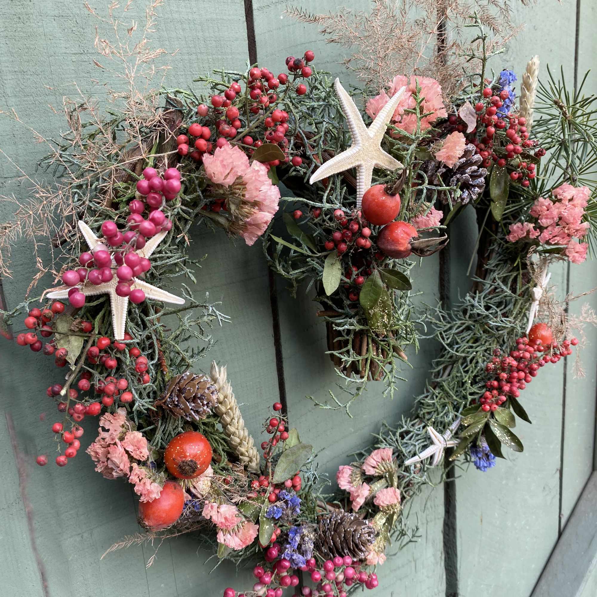 Gorgeous and natural heart shaped wreath, made on a base of vines