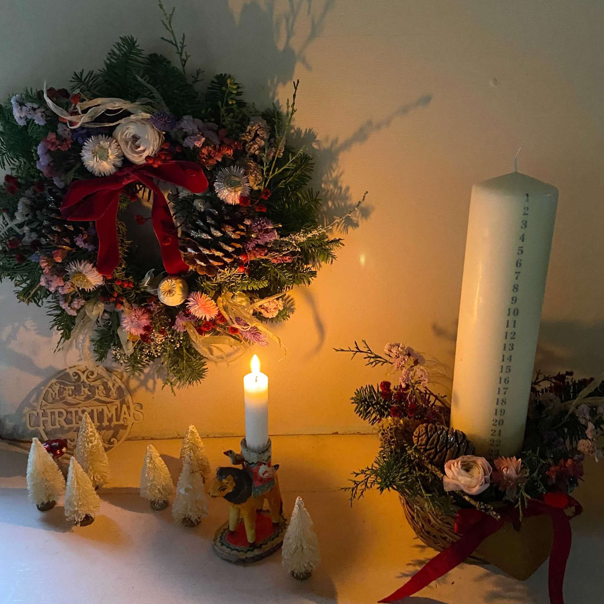 The most lovely wreath for the Holiday season of pine cones, dried