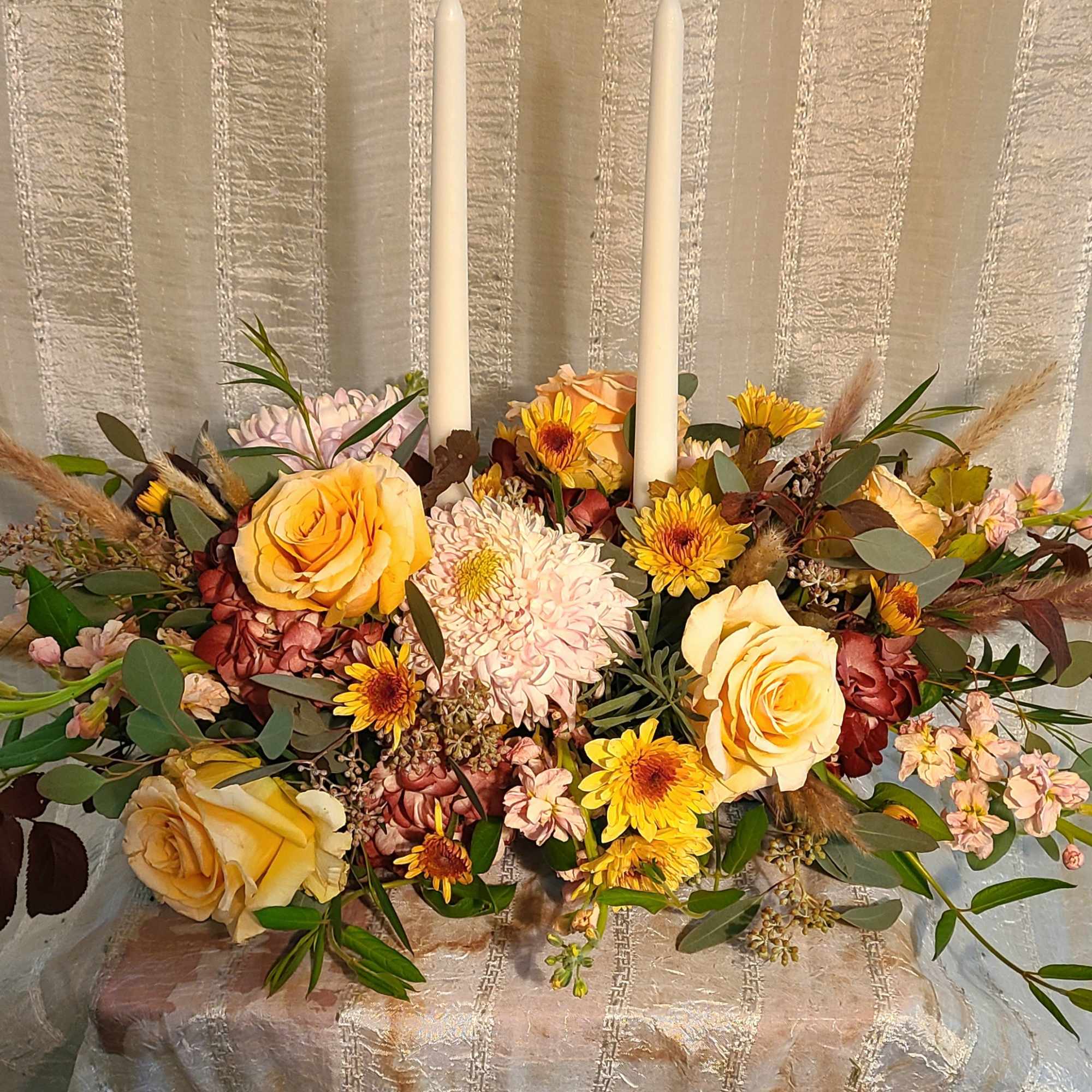 Mixed blend of fall colors along with bright accents to brighten any