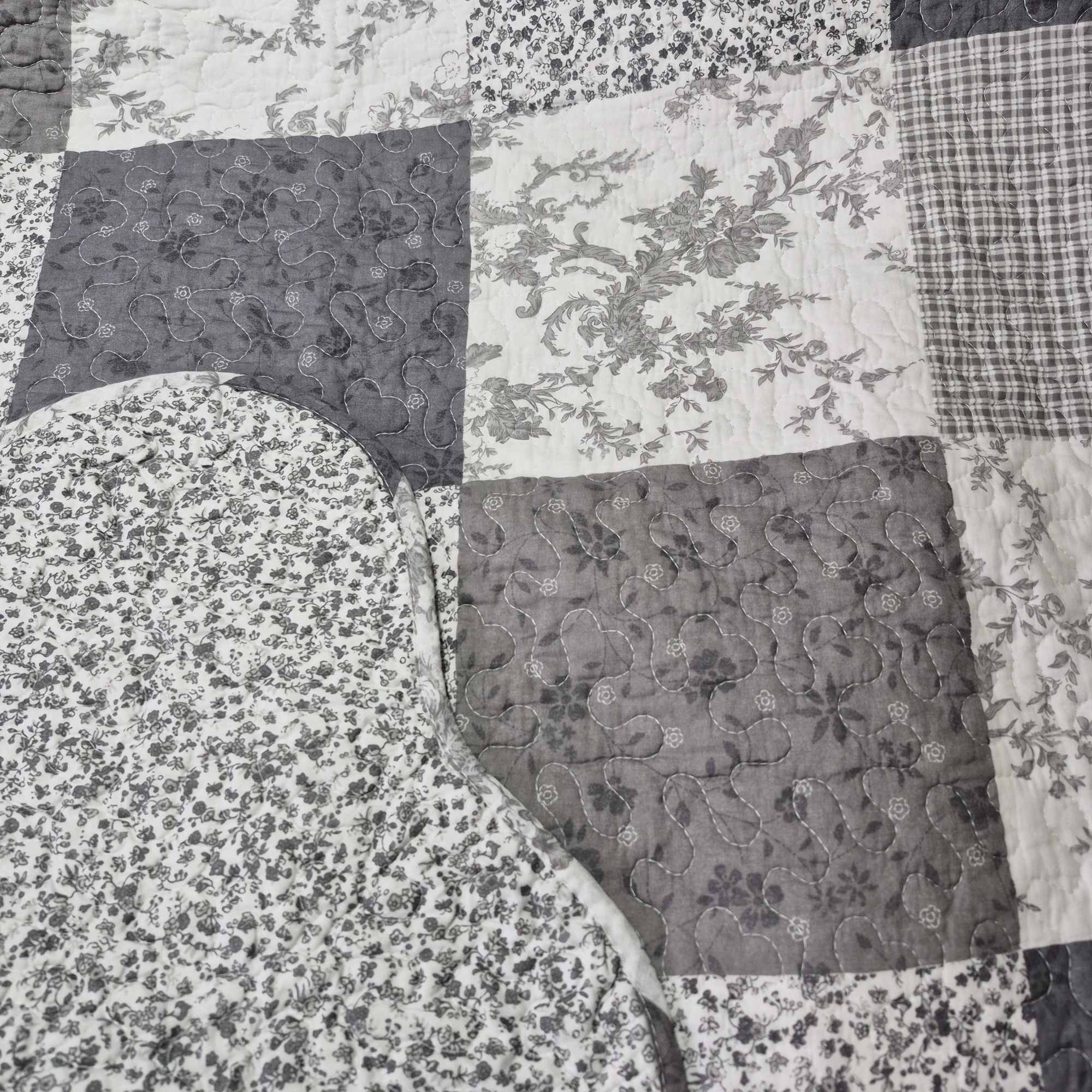 White and Grey Square Pattern Quilted throw. Beautiful quilt to be given