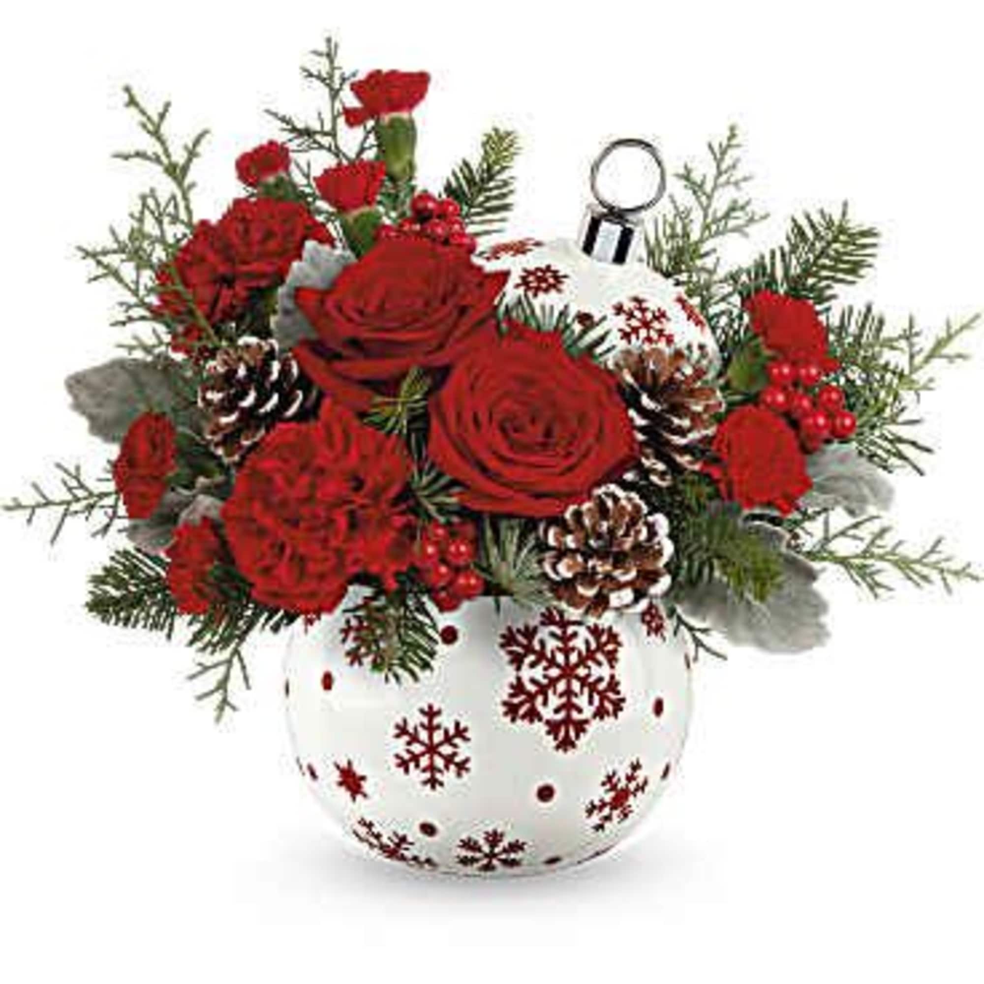 Capture the essence of a classic Christmas with stunning red roses and
