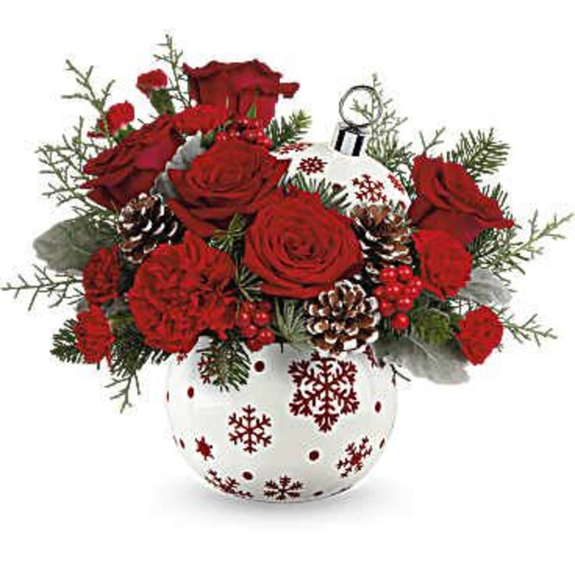 Capture the essence of a classic Christmas with stunning red roses and