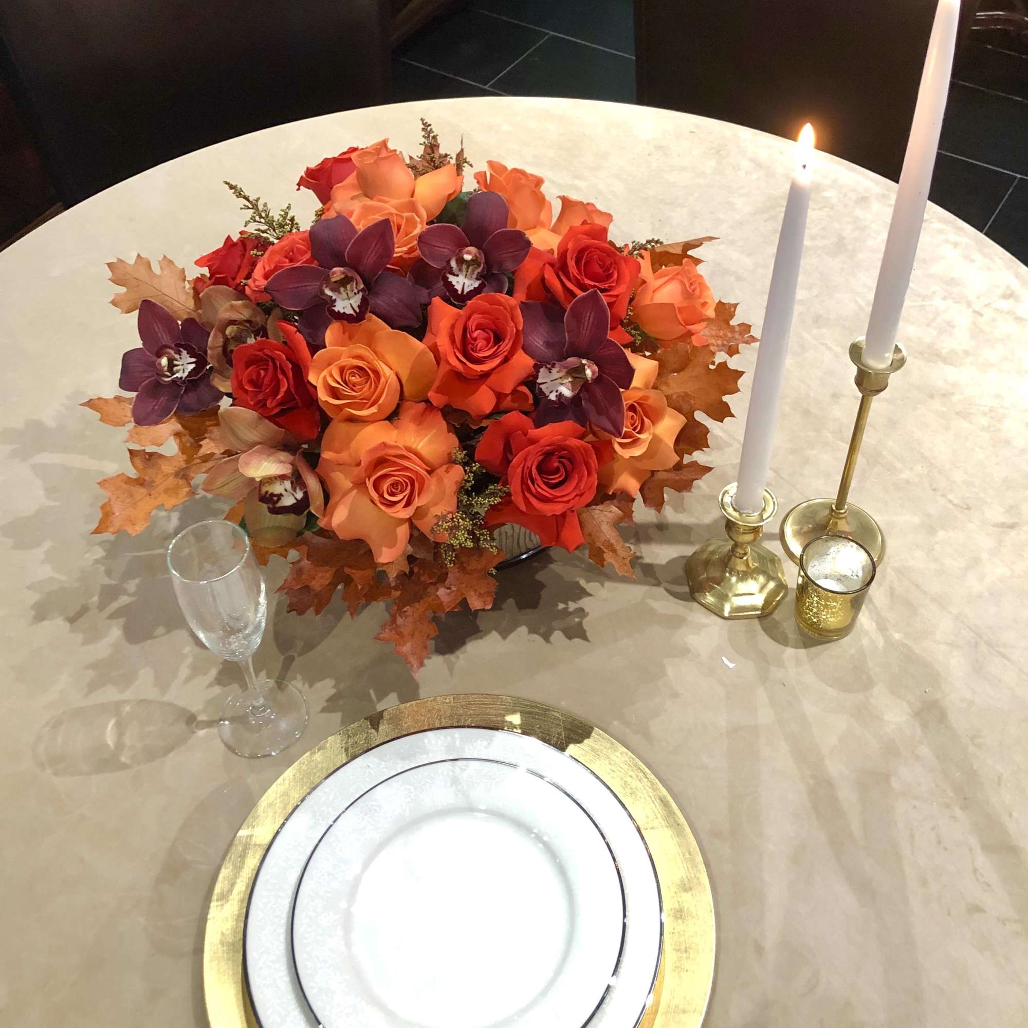 This low and lush arrangement is the PERFECT centerpiece for your festivities