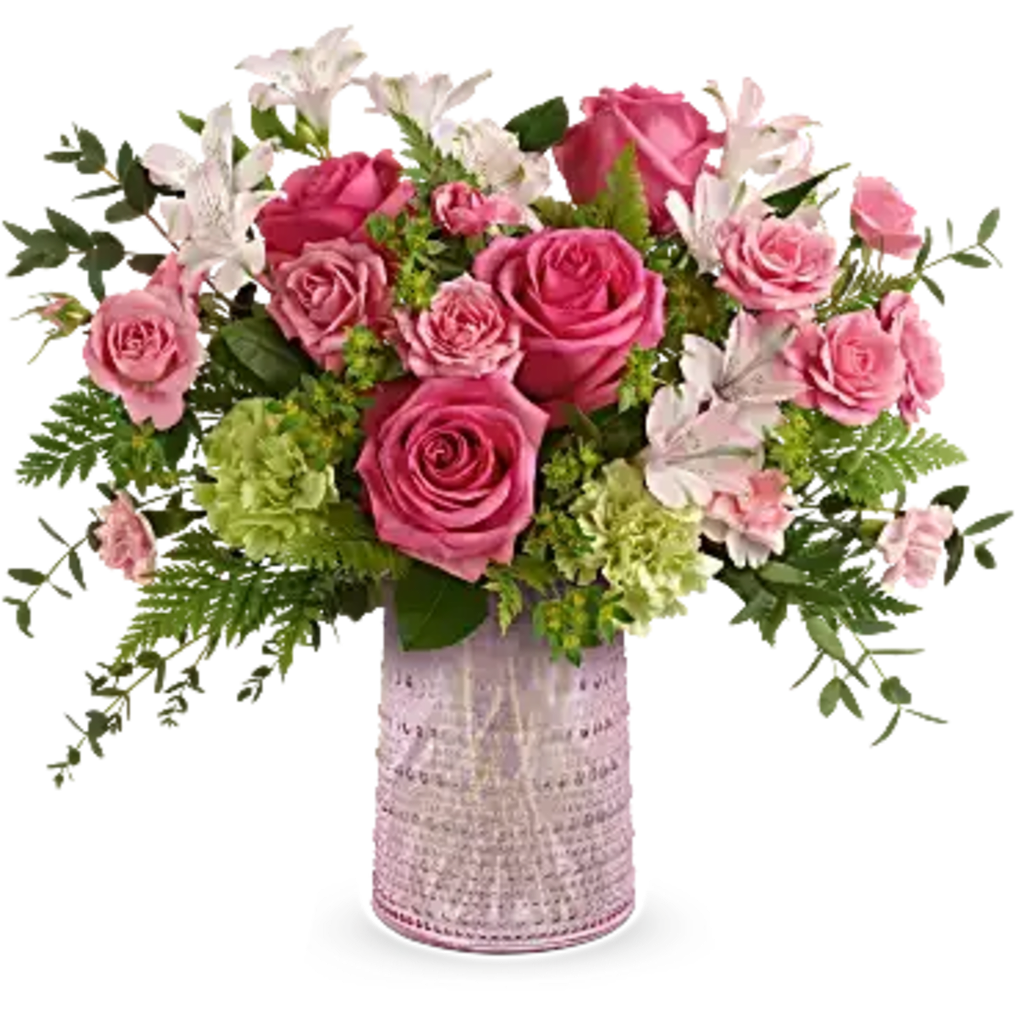 Delight Mom with Teleflora&#039;s Sparkling Joy Bouquet, delivered in a pink glass