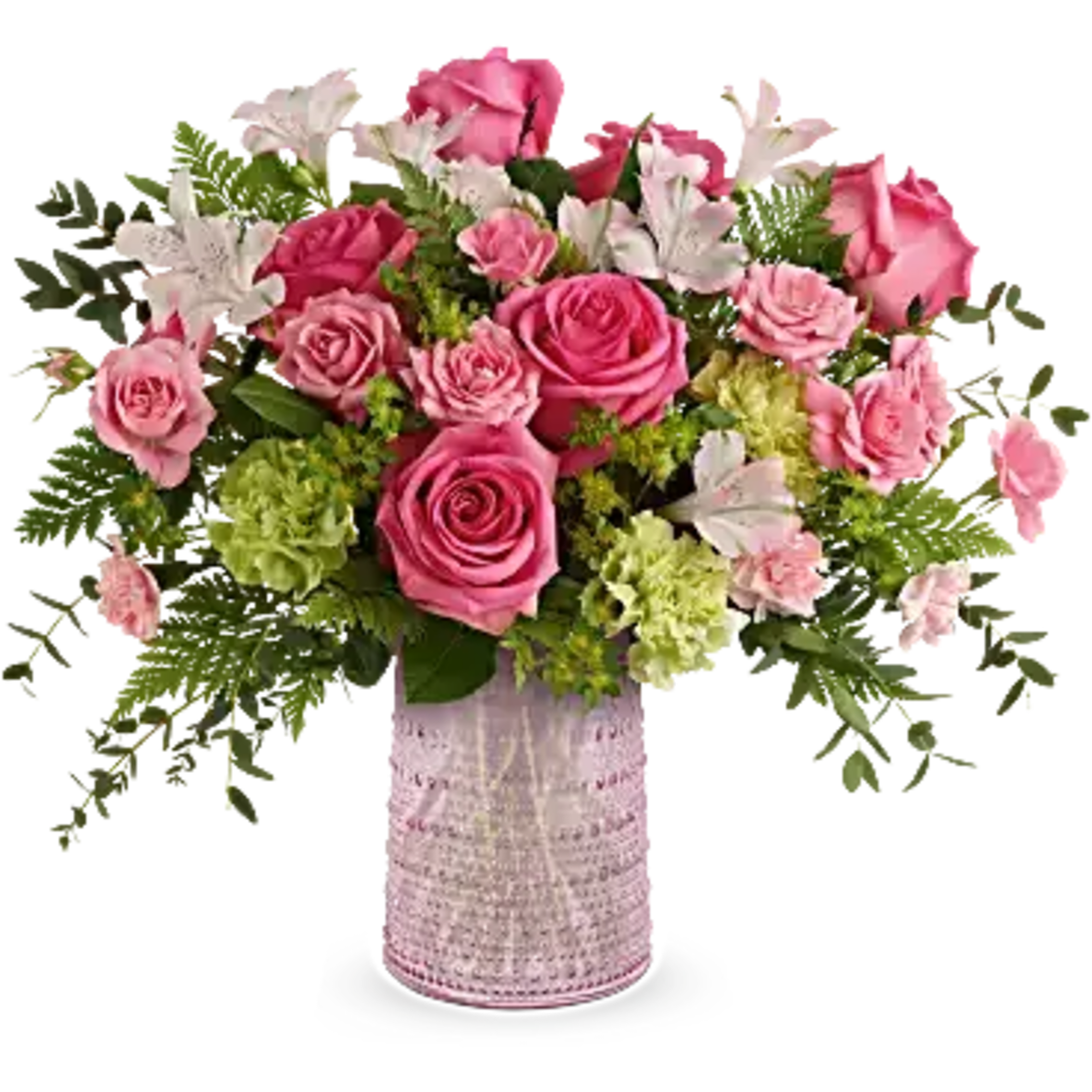 Delight Mom with Teleflora&#039;s Sparkling Joy Bouquet, delivered in a pink glass