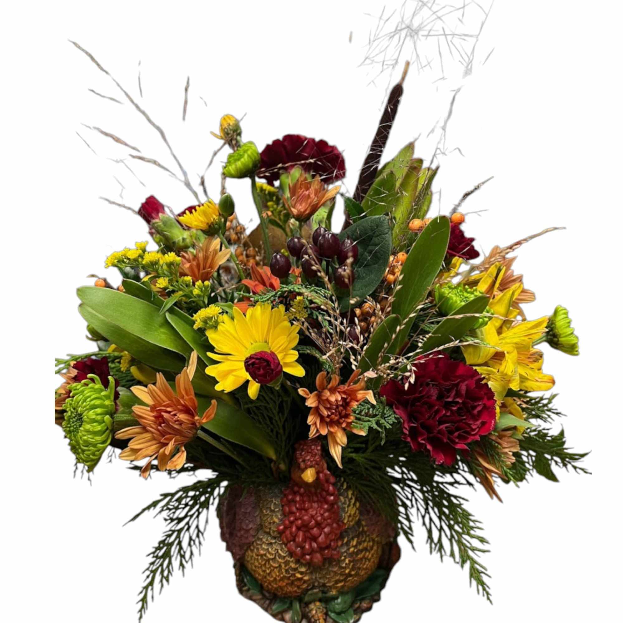 The guest of honor is featured with a mixture of bright fall