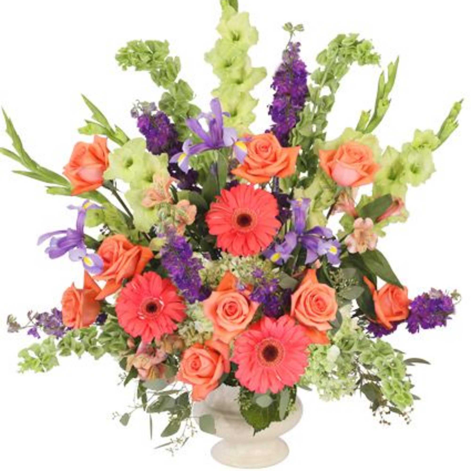 This stunning sympathy arrangement is artfully arranged in an 8&quot; acrylic urn