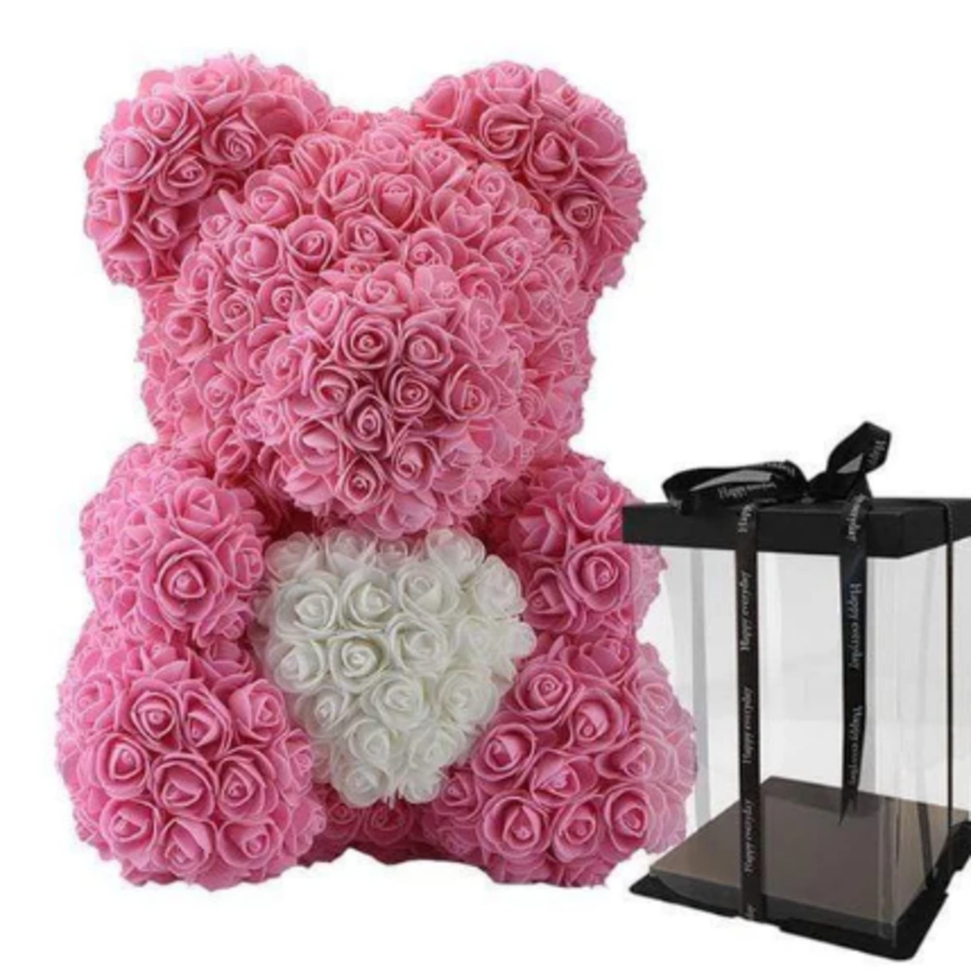 The beautiful 16-inch rose bear is a great addition to your home