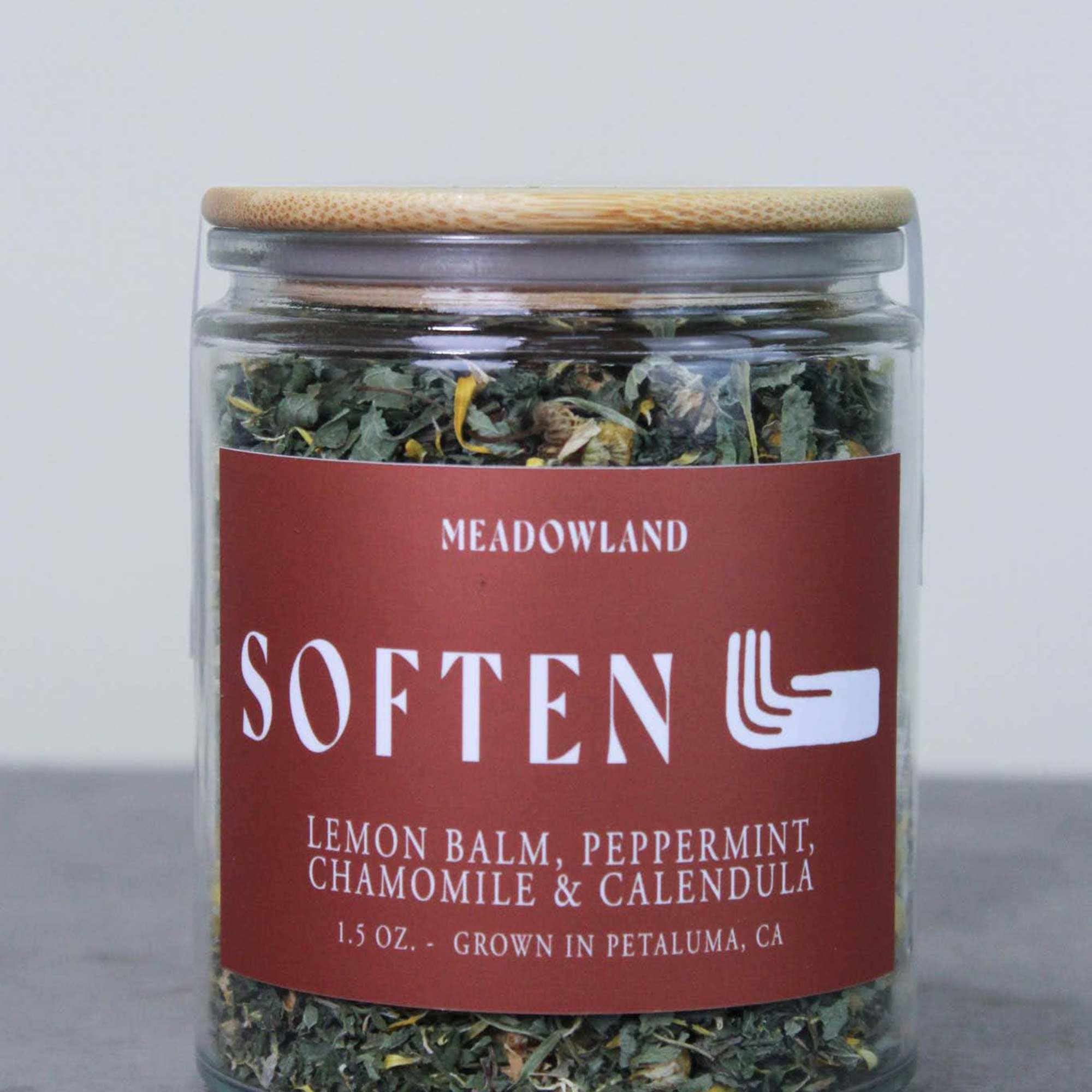 A tea blend of lemon balm, peppermint, chamomile, and calendula crafted to