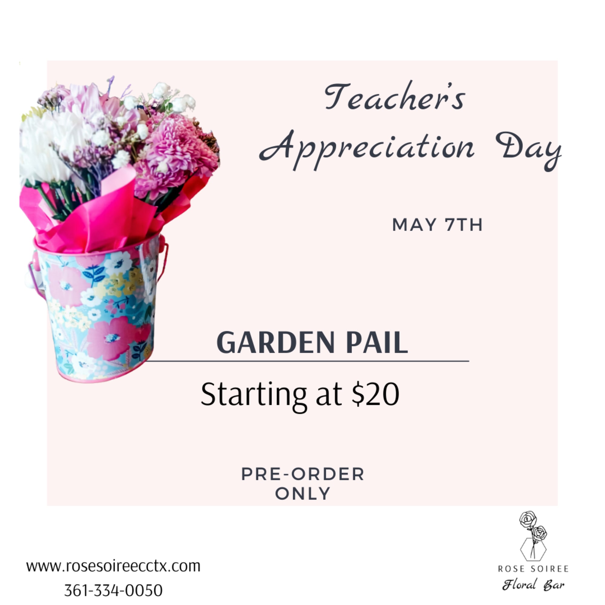 The cuutest garden like pail of seasonal flowers perfect thank you or