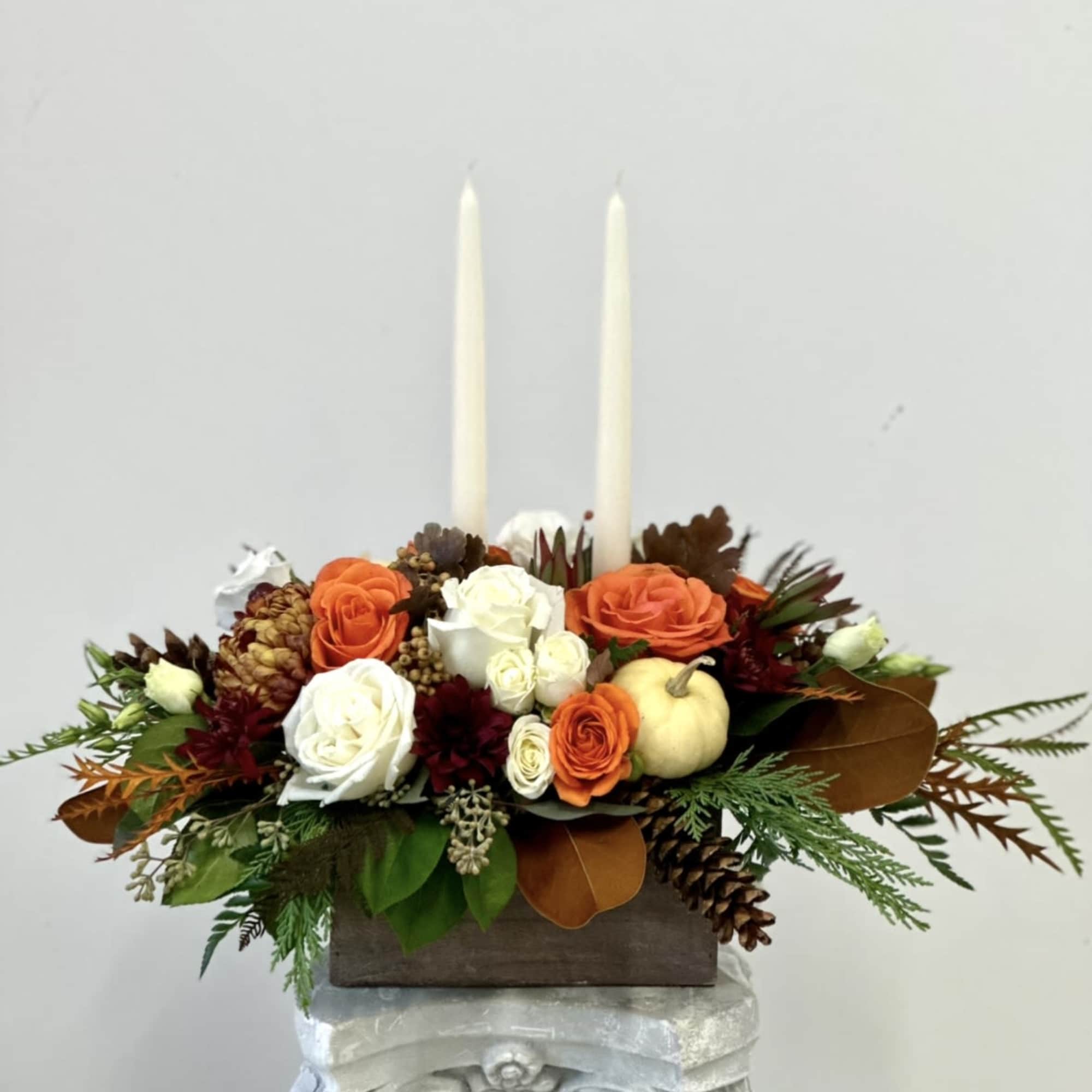 Add elegance to your Holiday festivities with the Rustic Chic centerpiece by