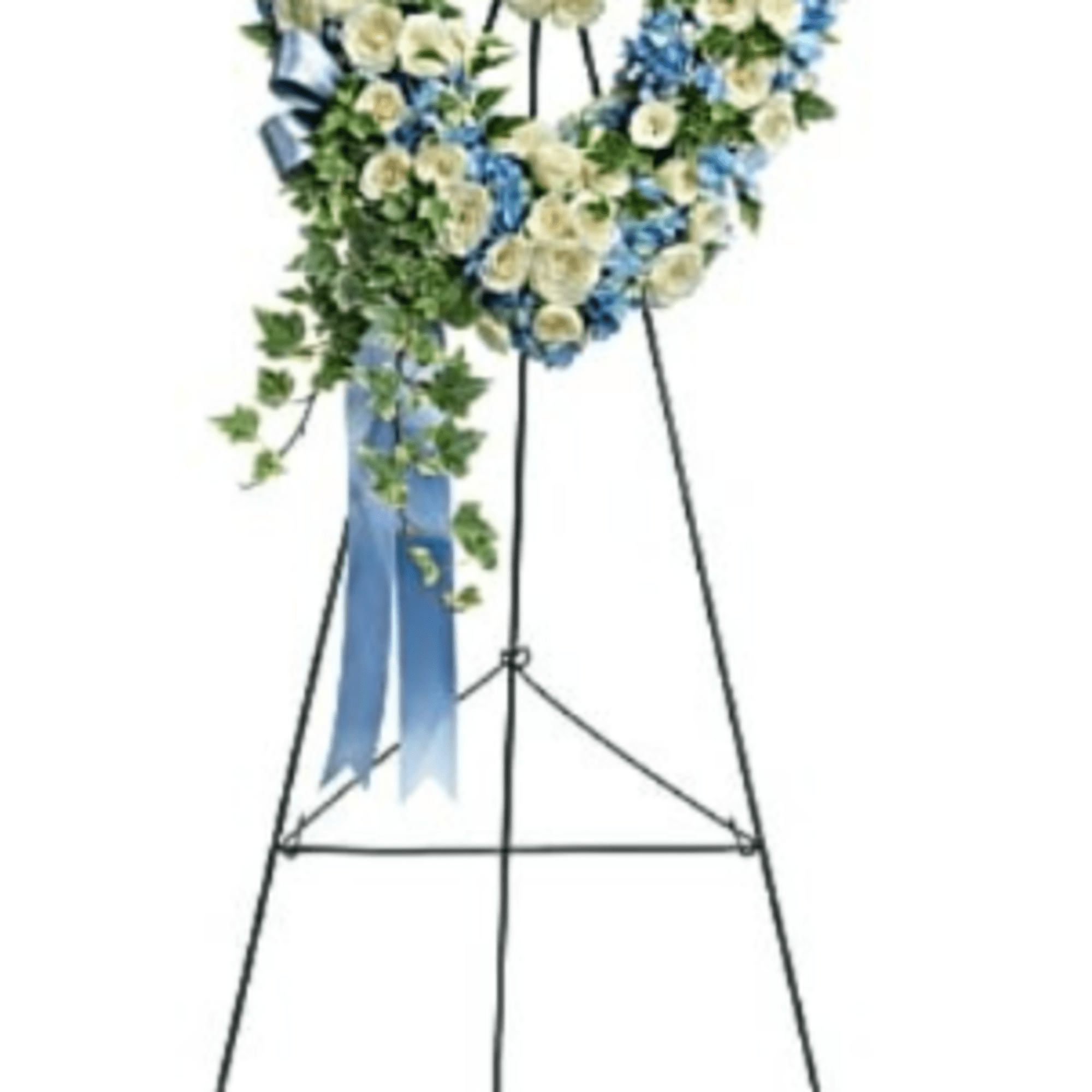 Adorned with trailing ivy, this petite, 16&quot; sweet heart-shaped wreath of sky