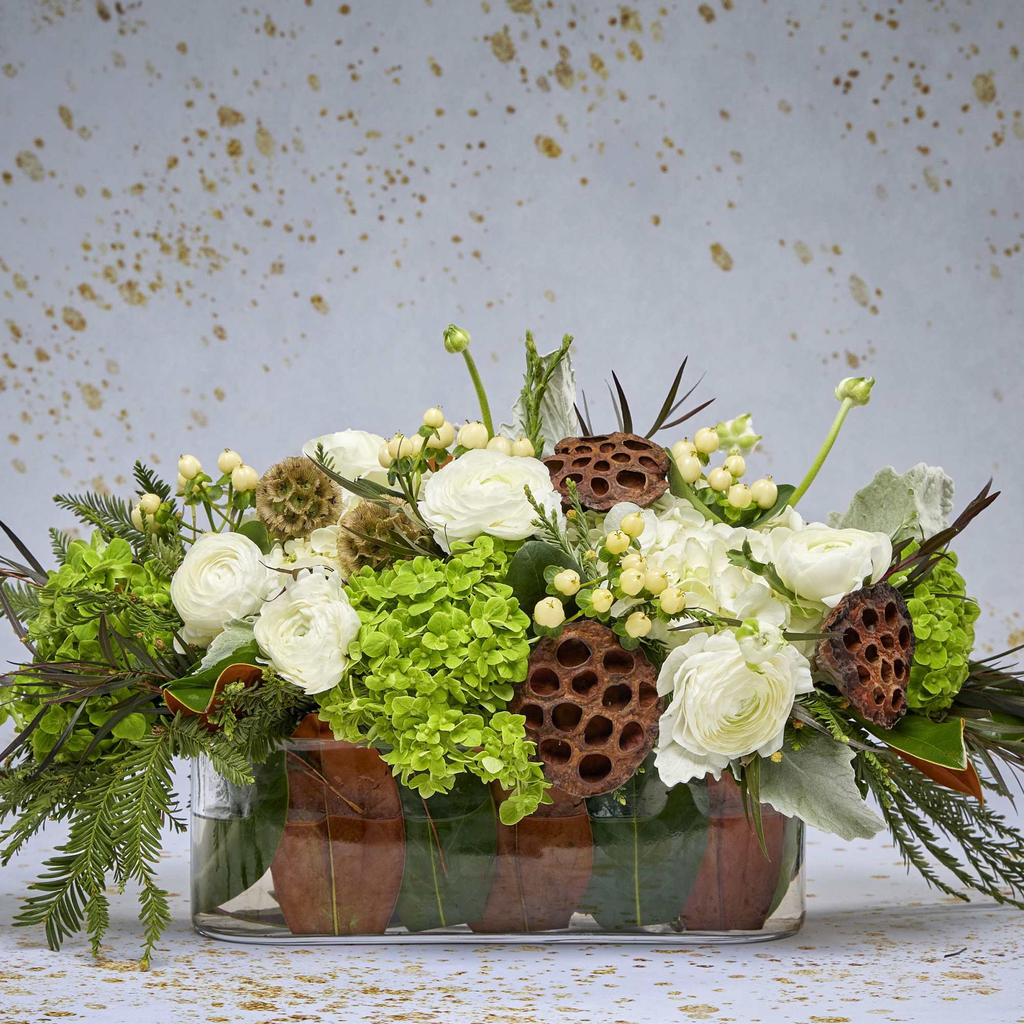 This arrangement exudes natural elegance with its harmonious blend of soft white