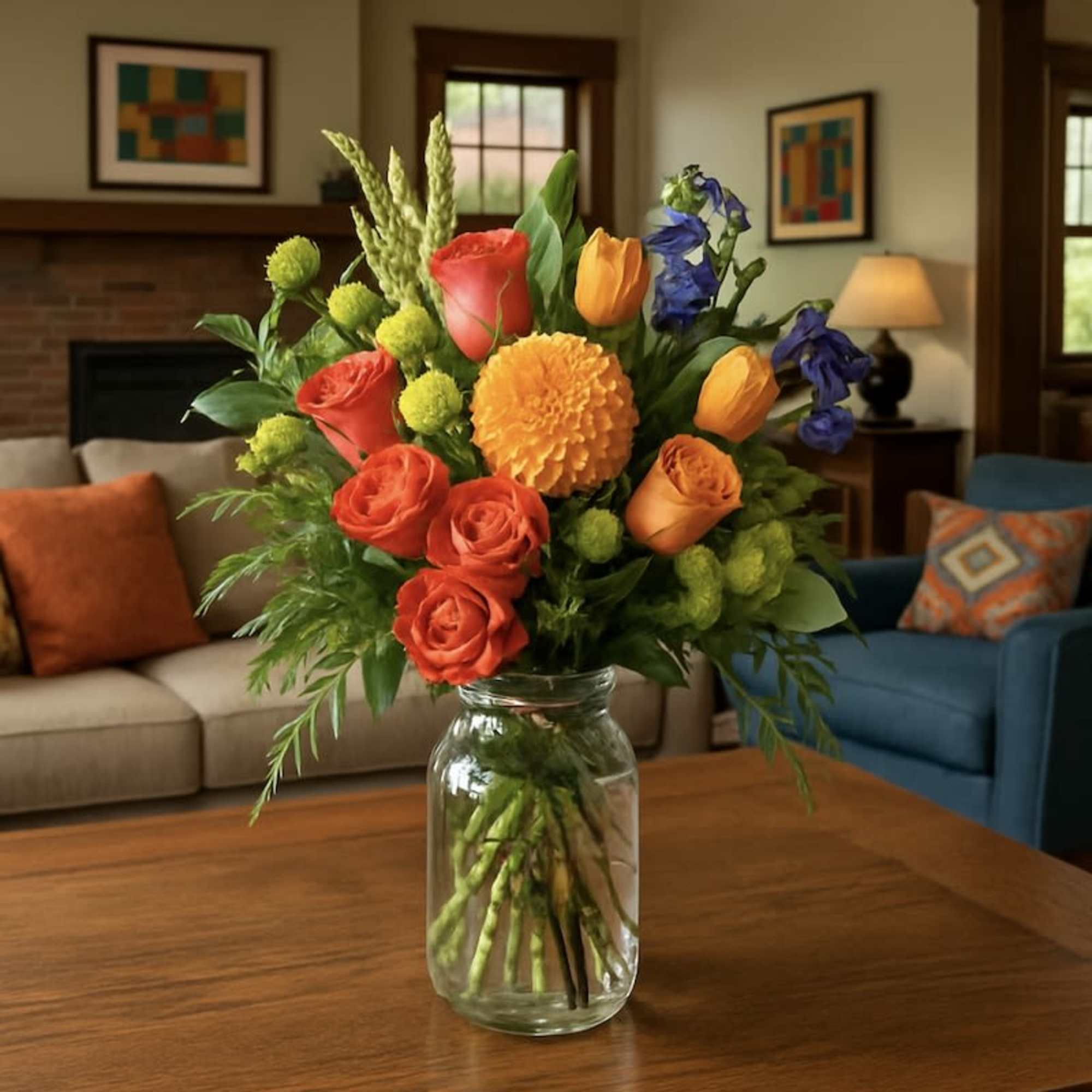 Introducing the Auburn Arrangement &ndash; a vibrant autumn bouquet designed to bring