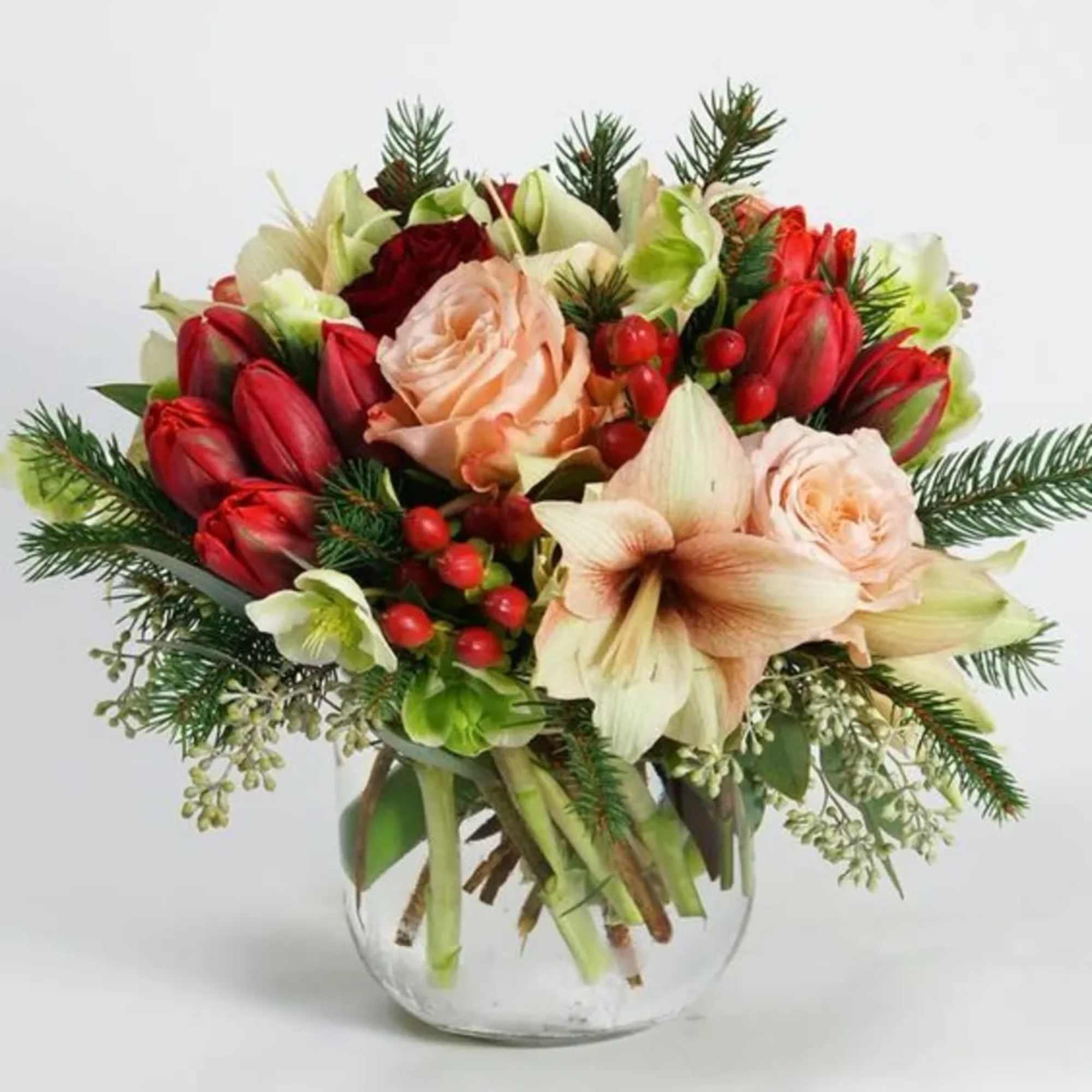 Create joyful atmosphere with holiday flowers . Great gifts and table centrepieces.
