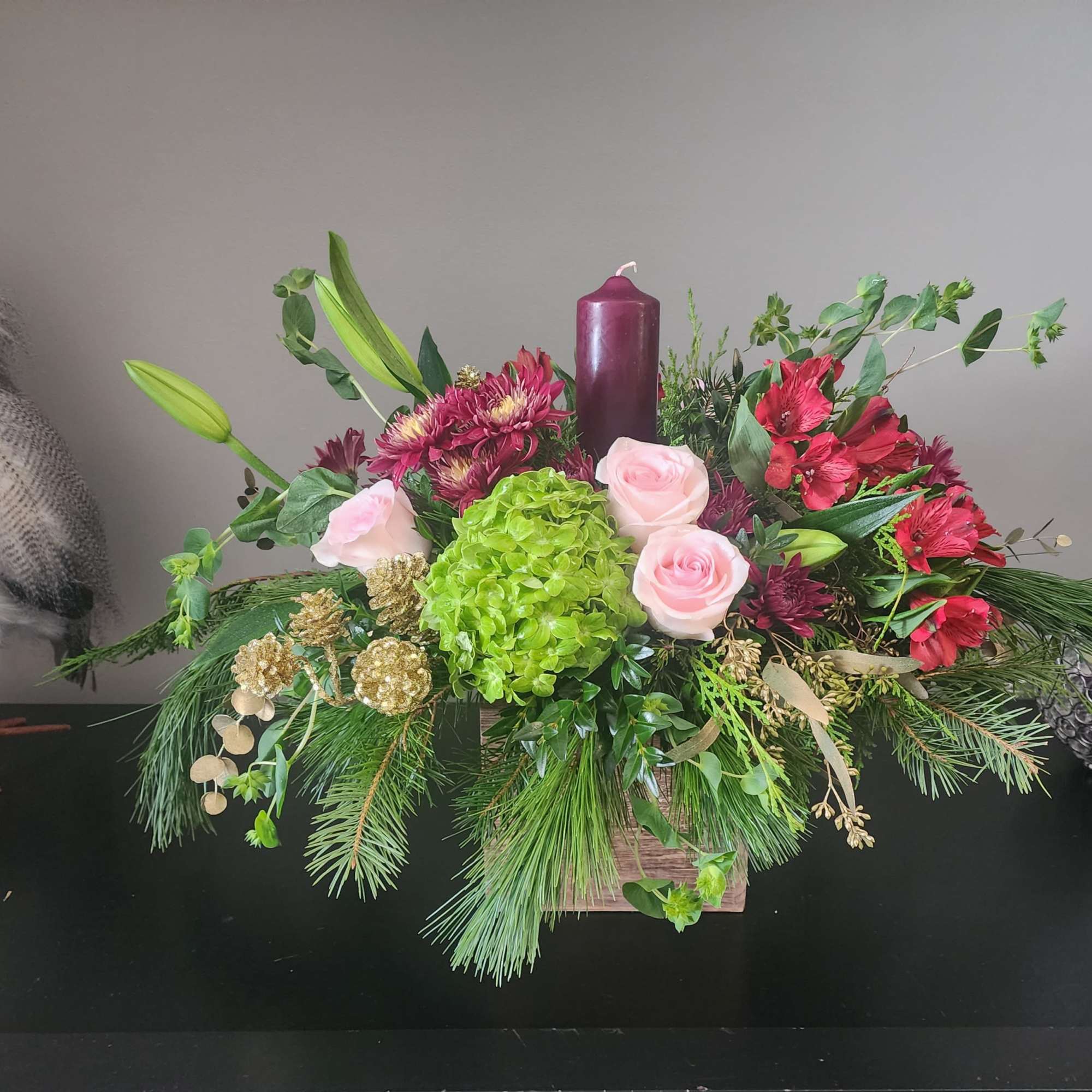 Elevate your seasonal d&eacute;cor with our Candlelit Holiday Centerpiece, a luxurious handcrafted