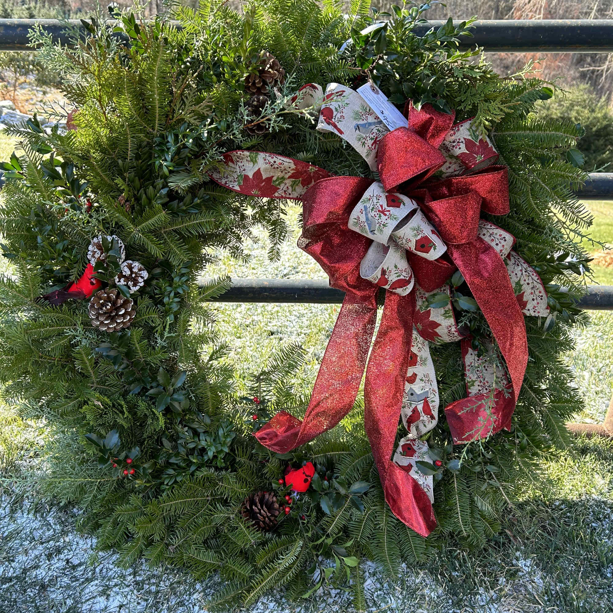 Decorated Balsam Wreath. Comes in three different sizes. 