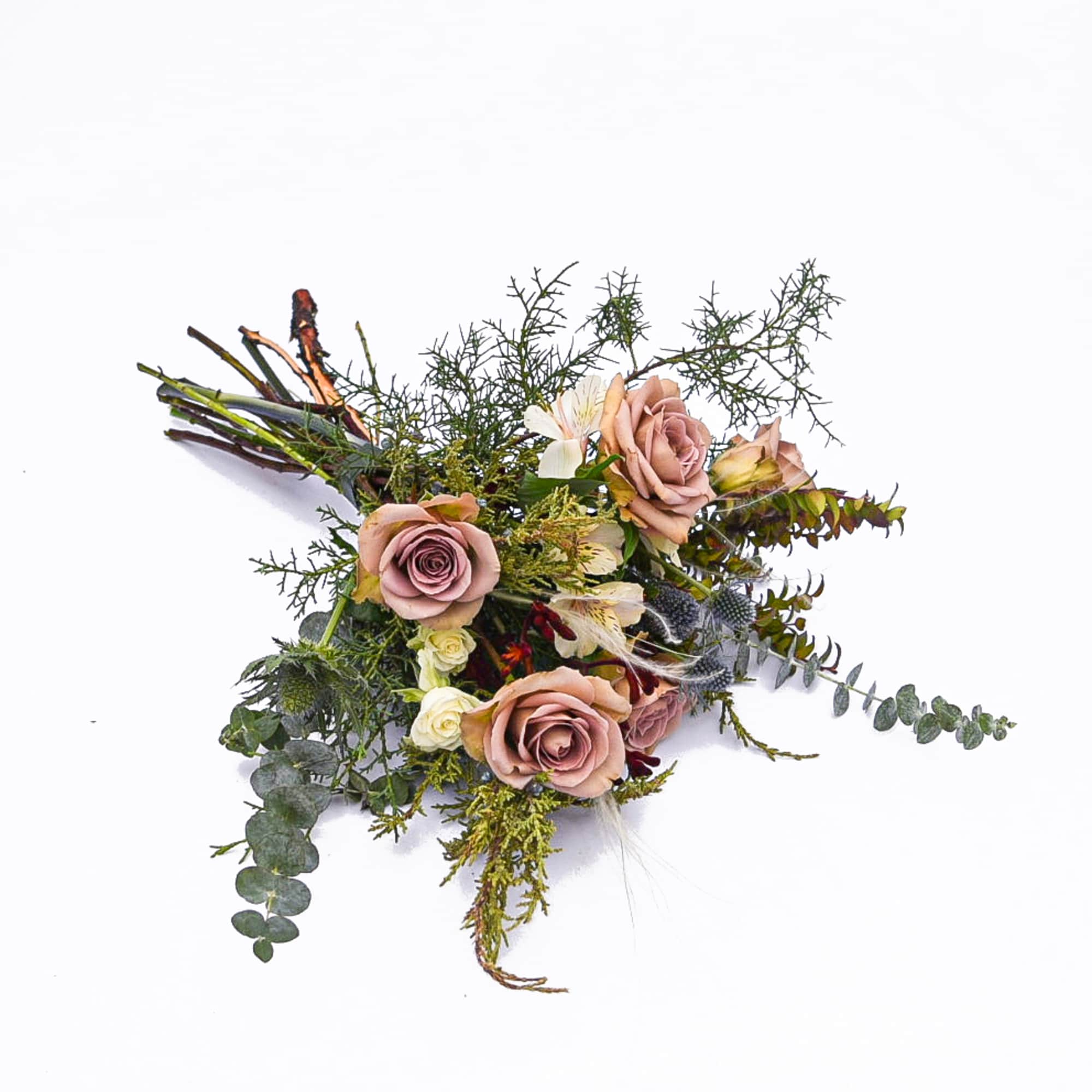 Muted vintage mauve and taupe tones mixed with deep burgundy and sapphire