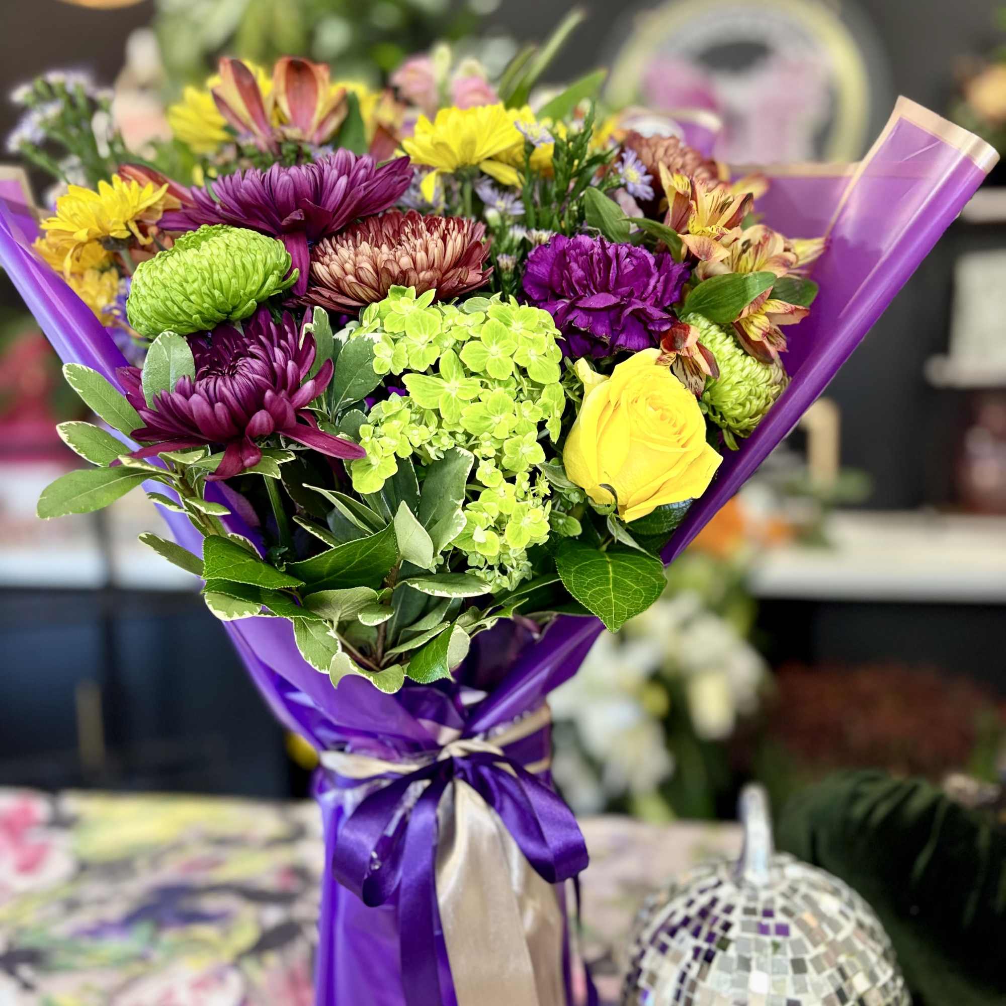 A luxurious standing bouquet designed to make a statement &mdash; no vase