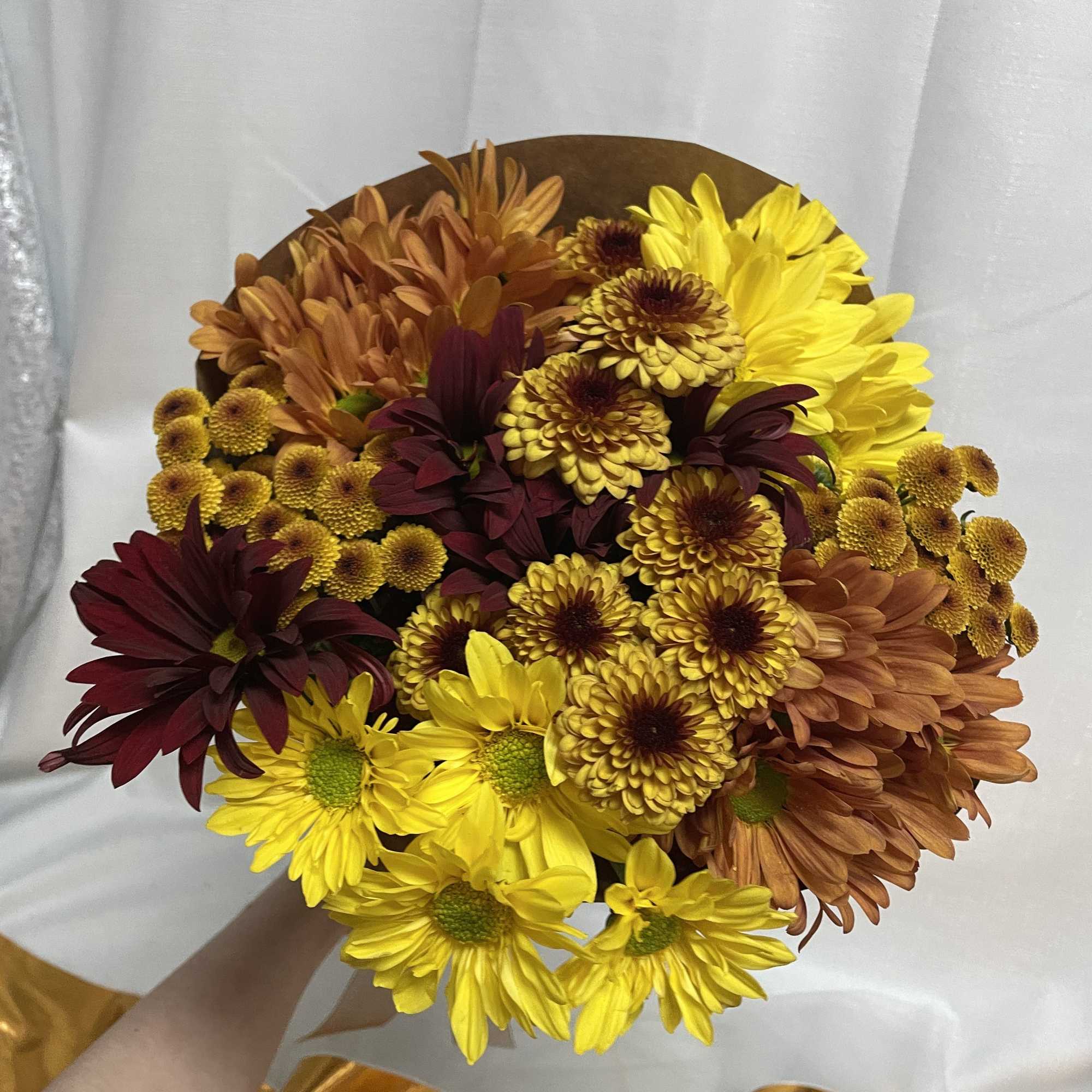 An assortment of fall daisies, certain to bring out a smile! Let
