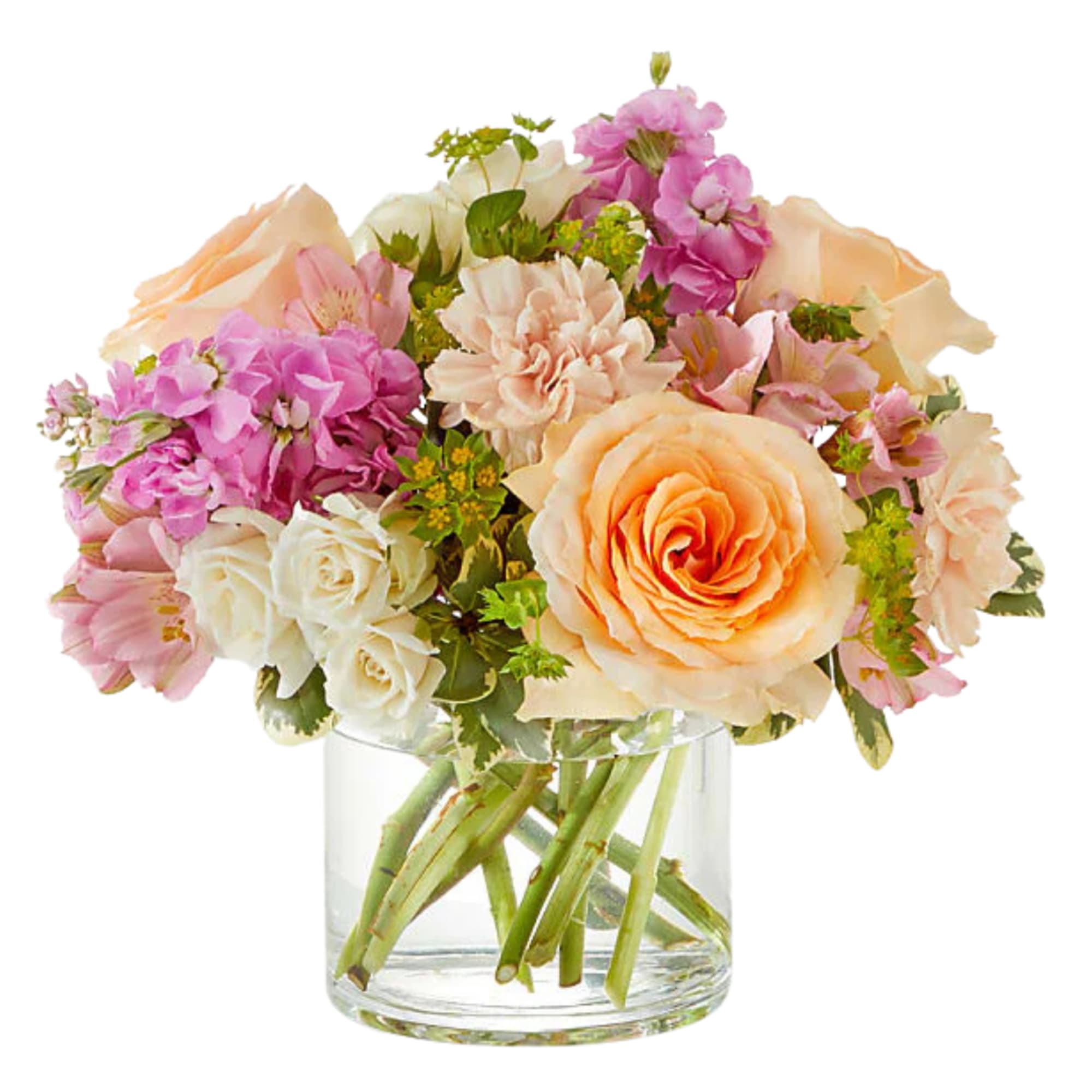 "Just Peachy" is a delightful arrangement that exudes elegance and charm with