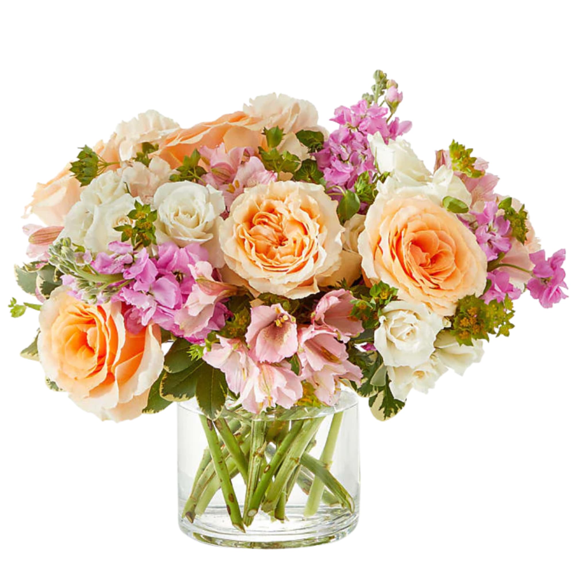 "Just Peachy" is a delightful arrangement that exudes elegance and charm with