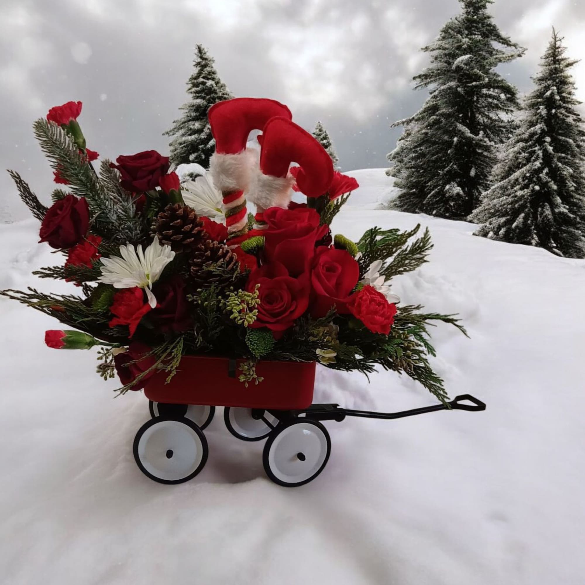 This cute red wagon brings back memories of the vintage Radio Flyer
