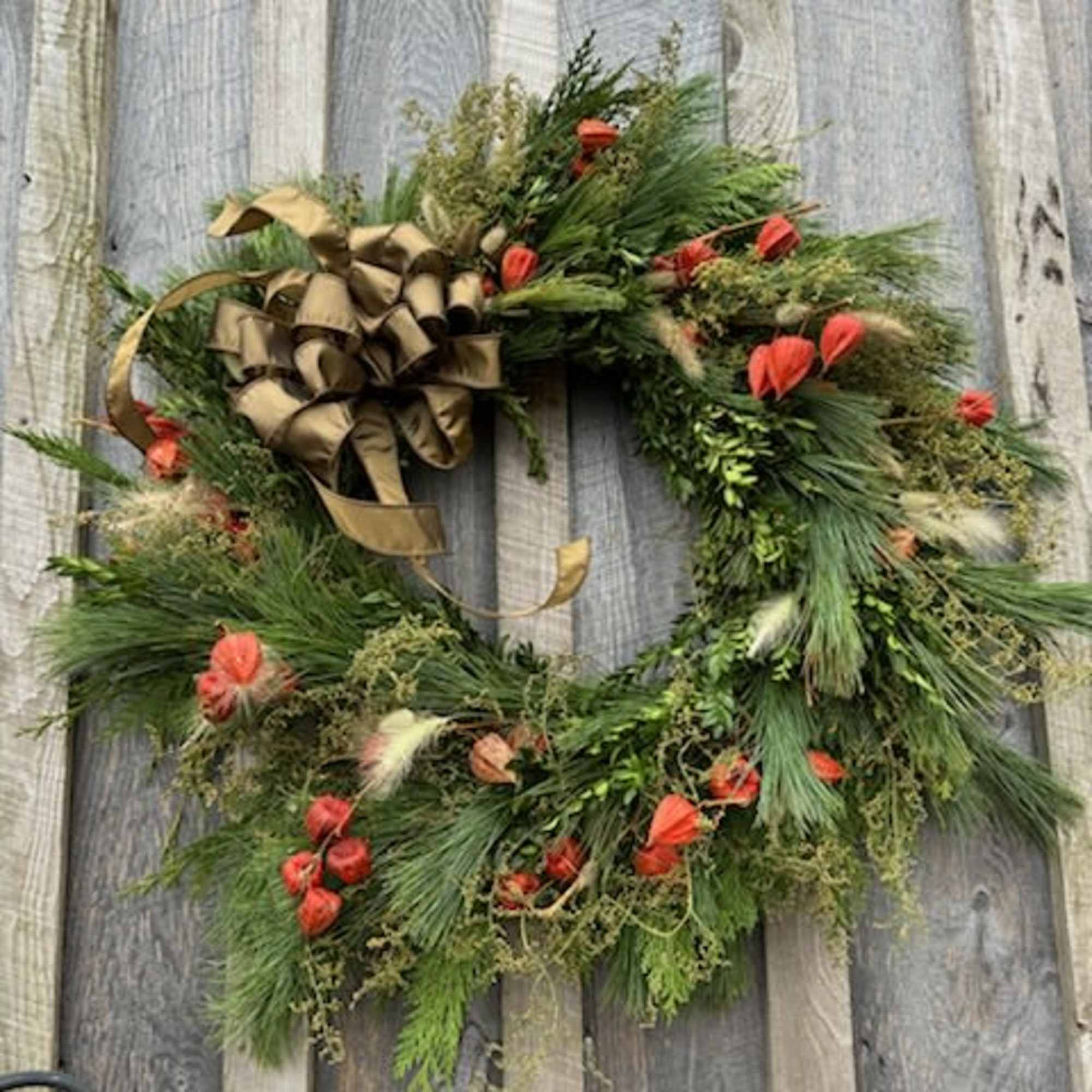 We have  a lovely assortment of handmade wreaths that incorporate naturally