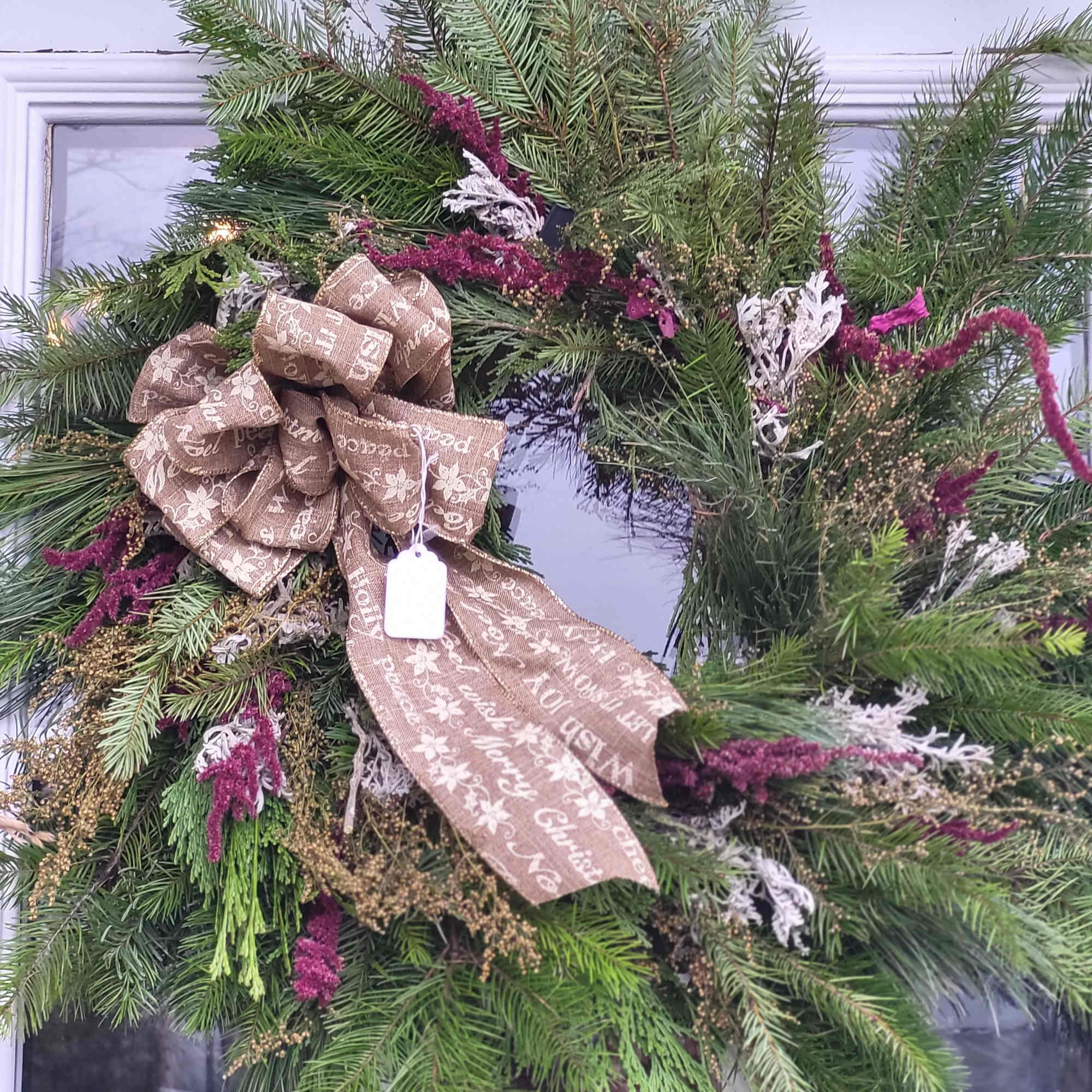 We have  a lovely assortment of handmade wreaths that incorporate naturally